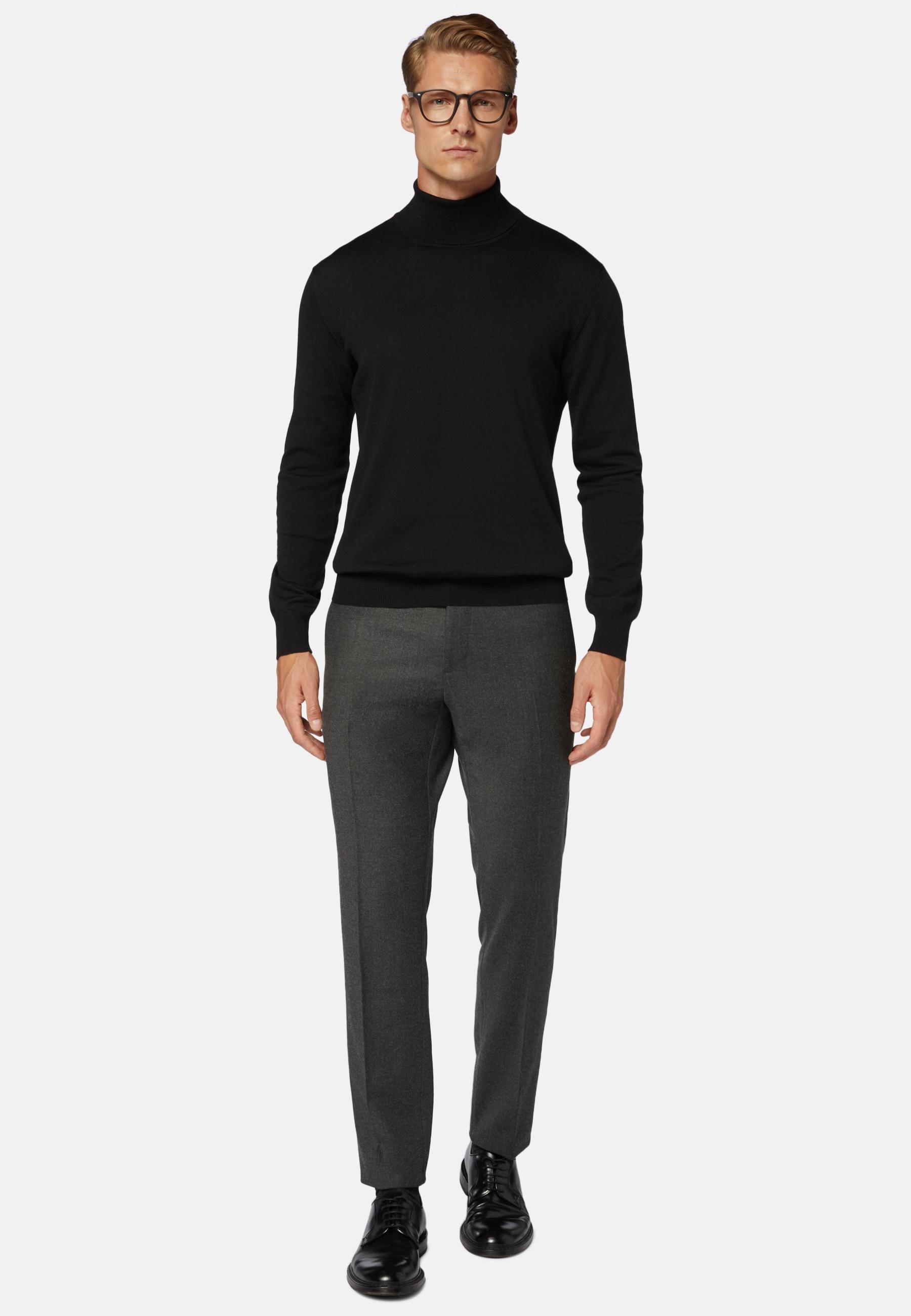 Trousers In Stretch Flannel Grey, Dark Grey, large image number 3