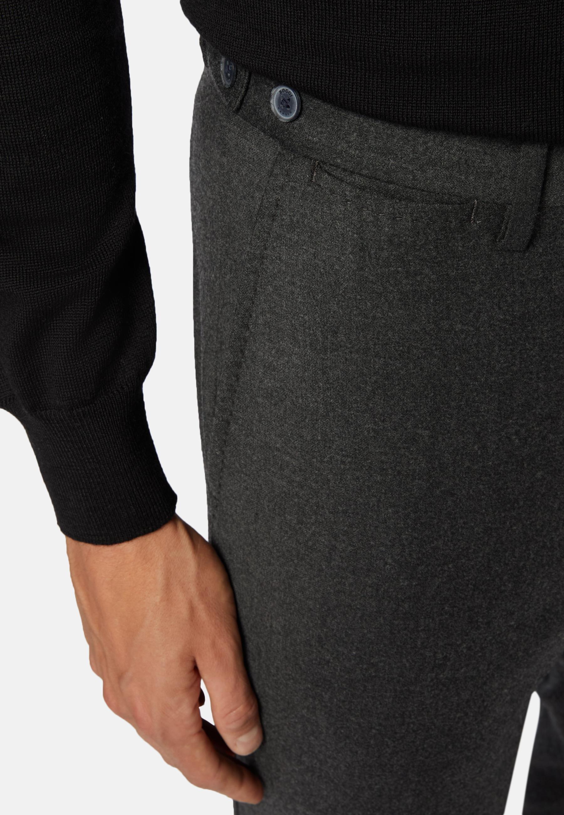 Trousers In Stretch Flannel Grey, Dark Grey, large image number 7