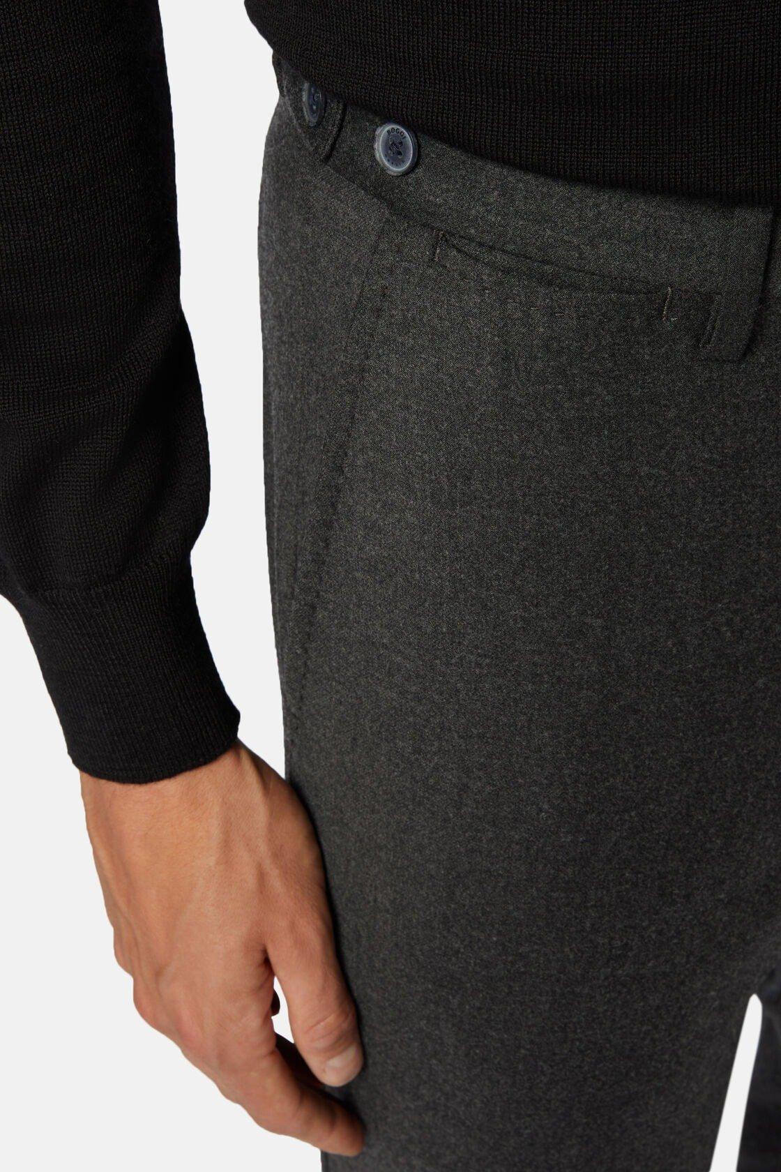 Trousers In Stretch Flannel Grey, Dark Grey, large image number 12