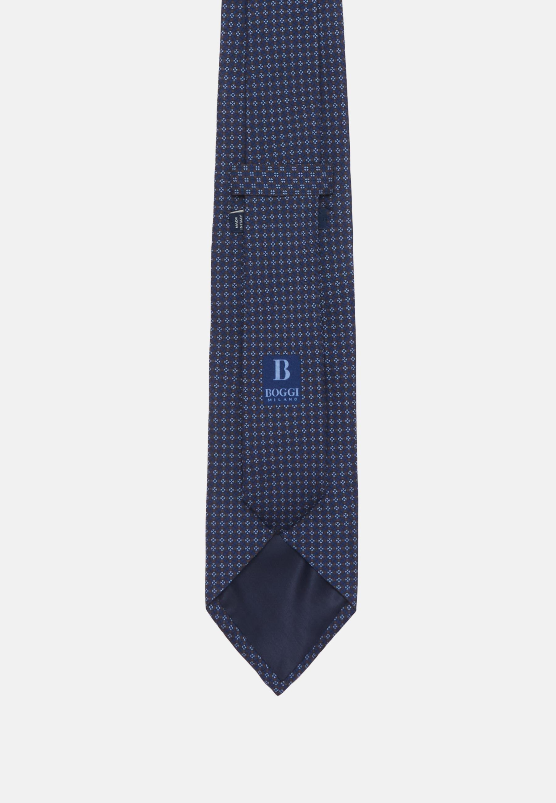 Blue Patterned Silk Tie, Navy blue, large image number 0