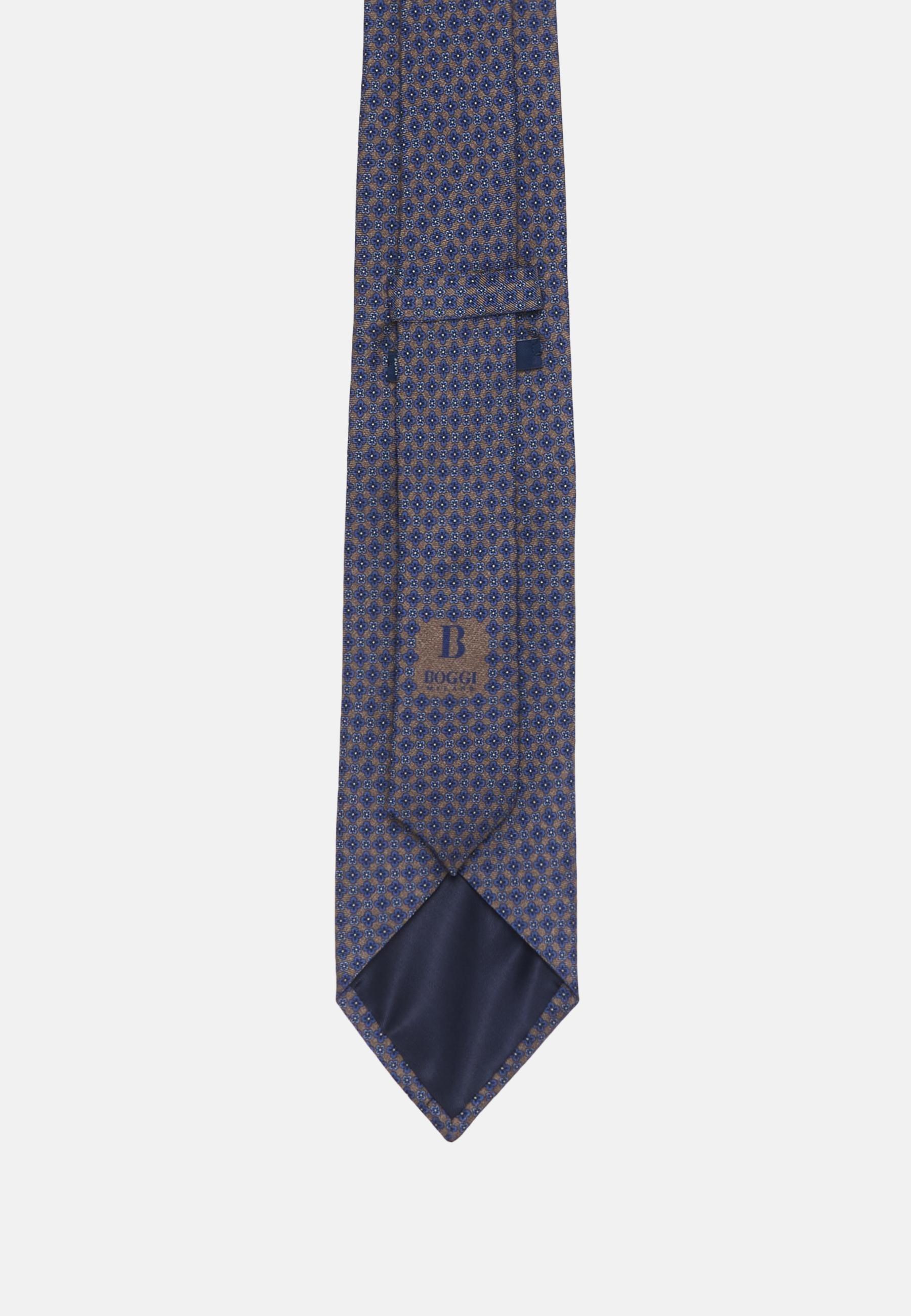 Brown Floral Silk Tie, 3901_MUD, large image number 0