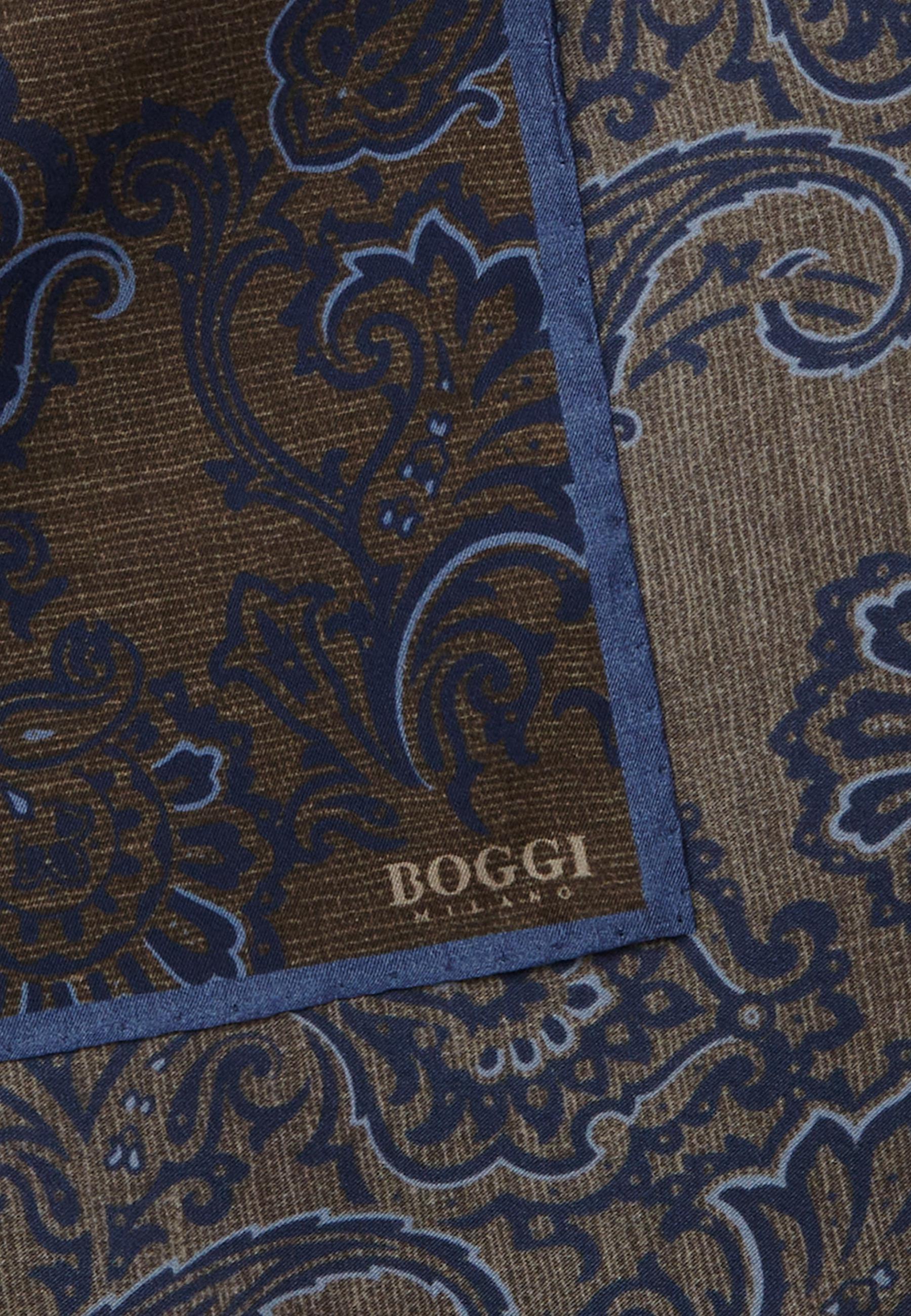 Brown Macro Paisley Print Silk Pocket Square, 3901_BROW, large image number 0