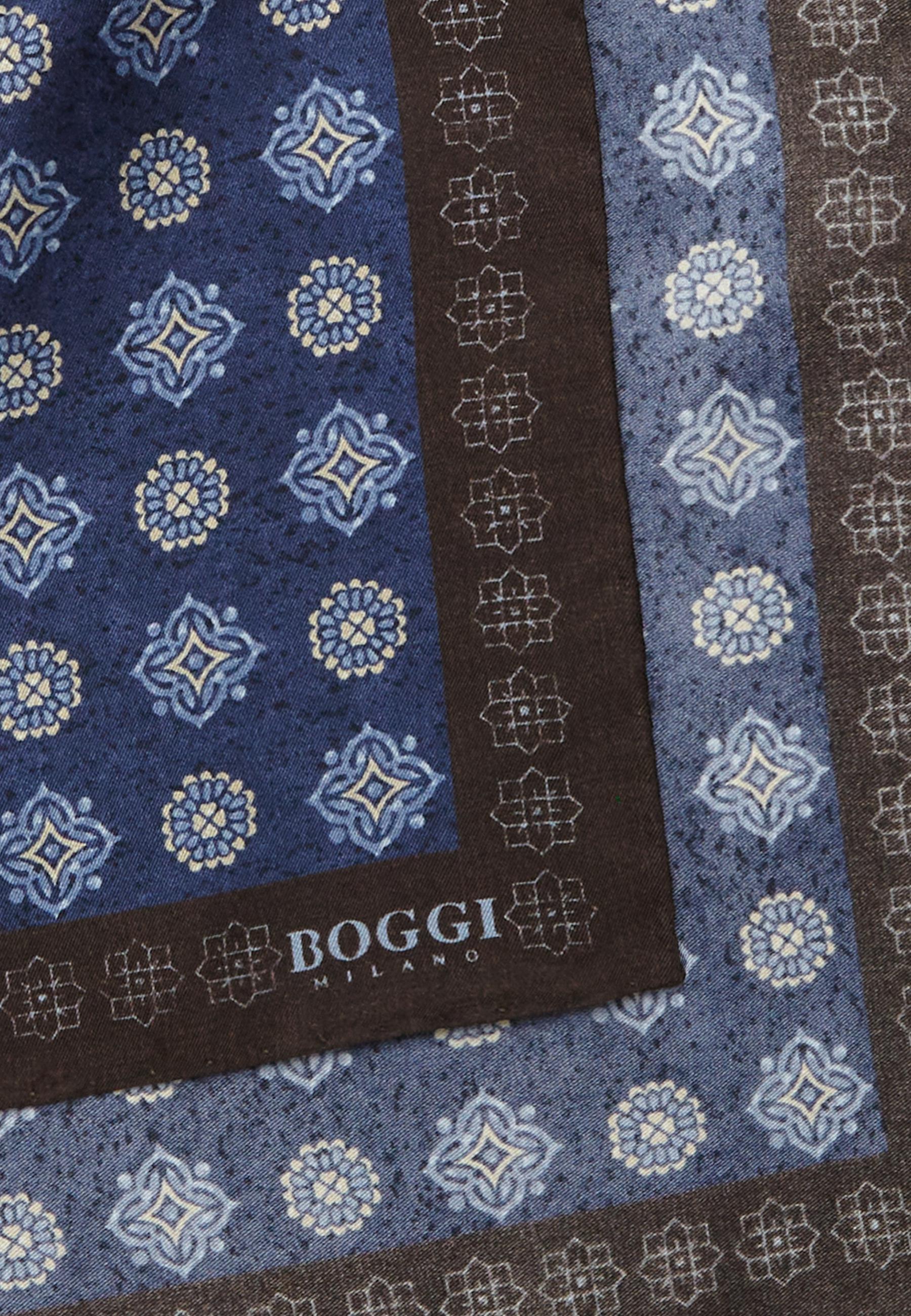 Blue Patterned Silk Pocket Square, Navy blue, large image number 0