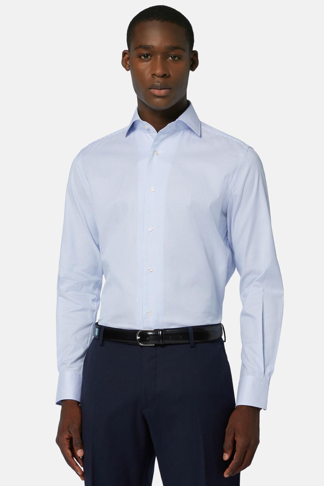 Striped Cotton Dobby Shirt Blue, Light Blue, large image number 2