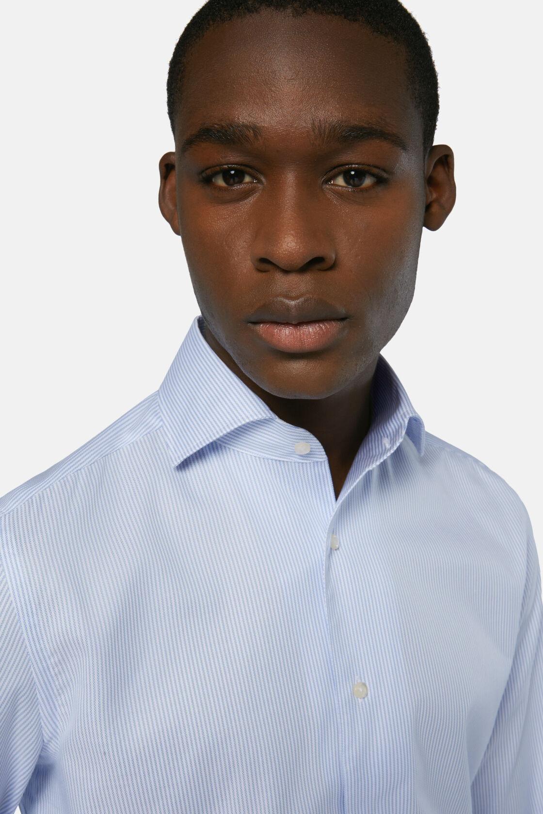 Striped Cotton Dobby Shirt Blue, Light Blue, large image number 6