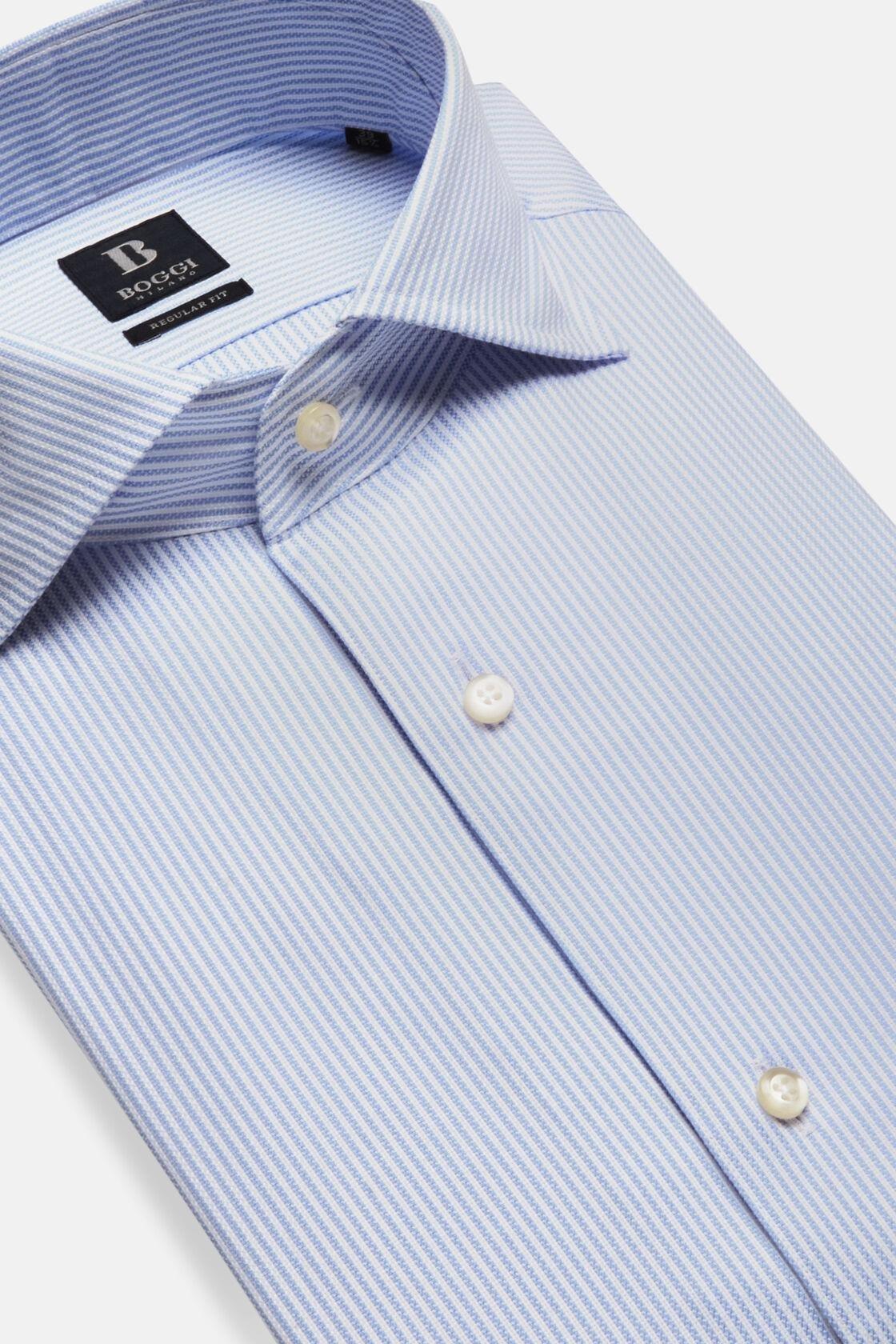 Striped Cotton Dobby Shirt Blue, Light Blue, large image number 8