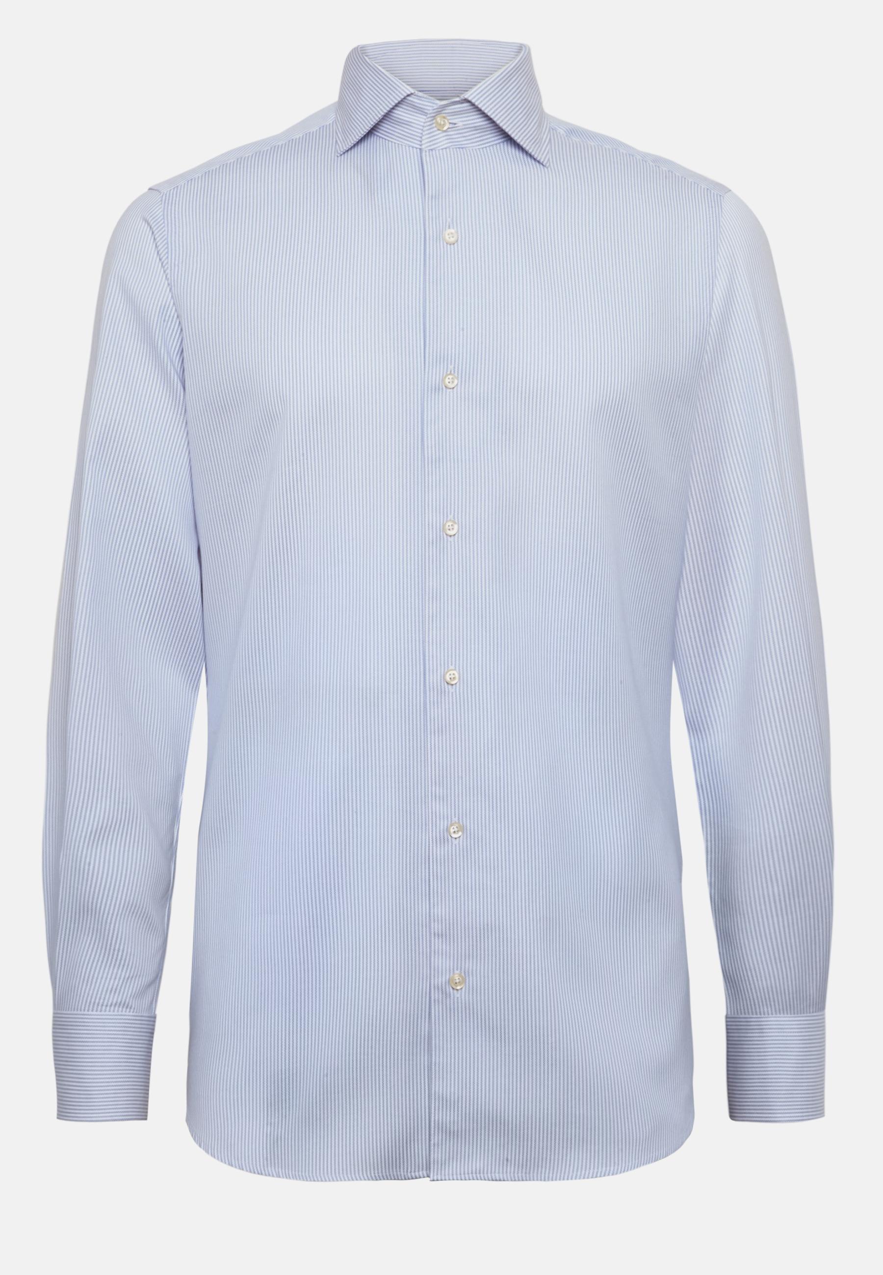 Striped Cotton Dobby Shirt Blue, Light Blue, large image number 13