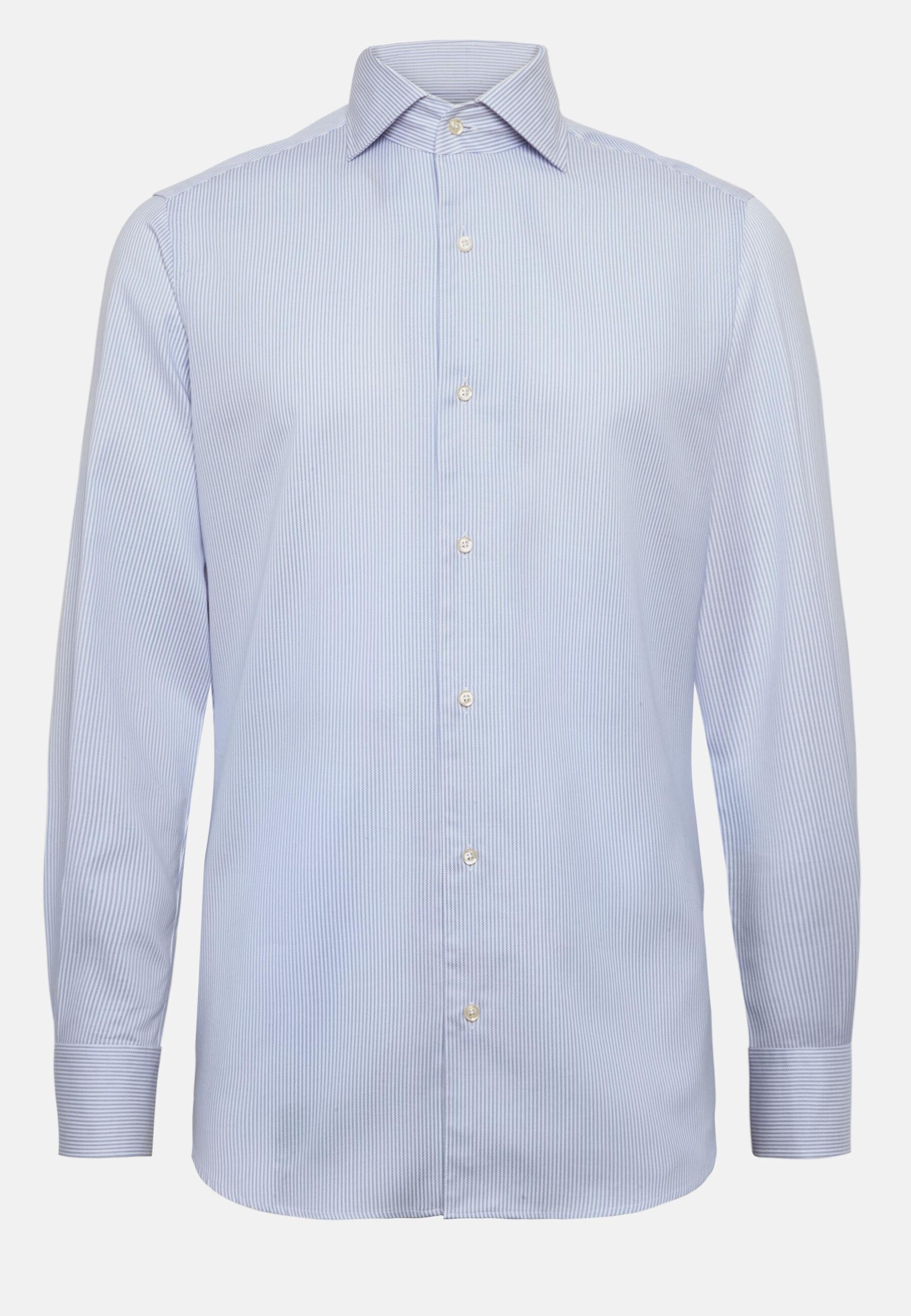 Striped Cotton Dobby Shirt Blue, Light Blue, large image number 14