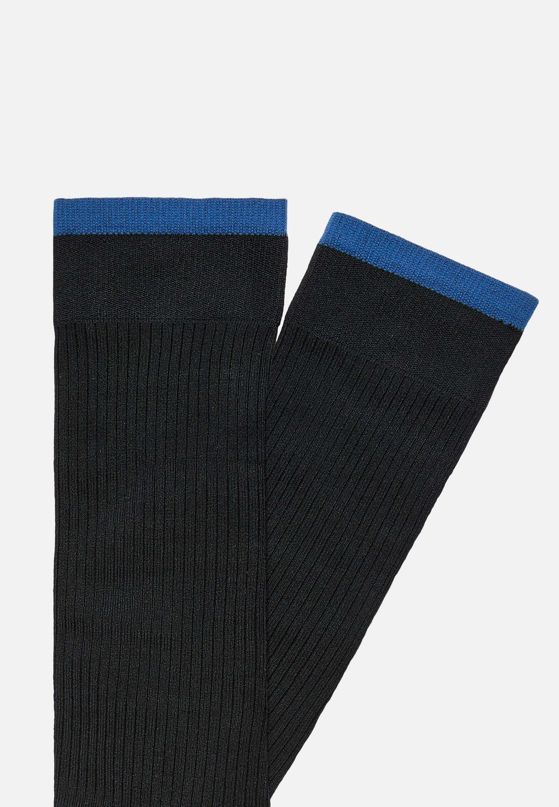 Ribbed Pattern Socks Blue, Navy blue, large image number 1