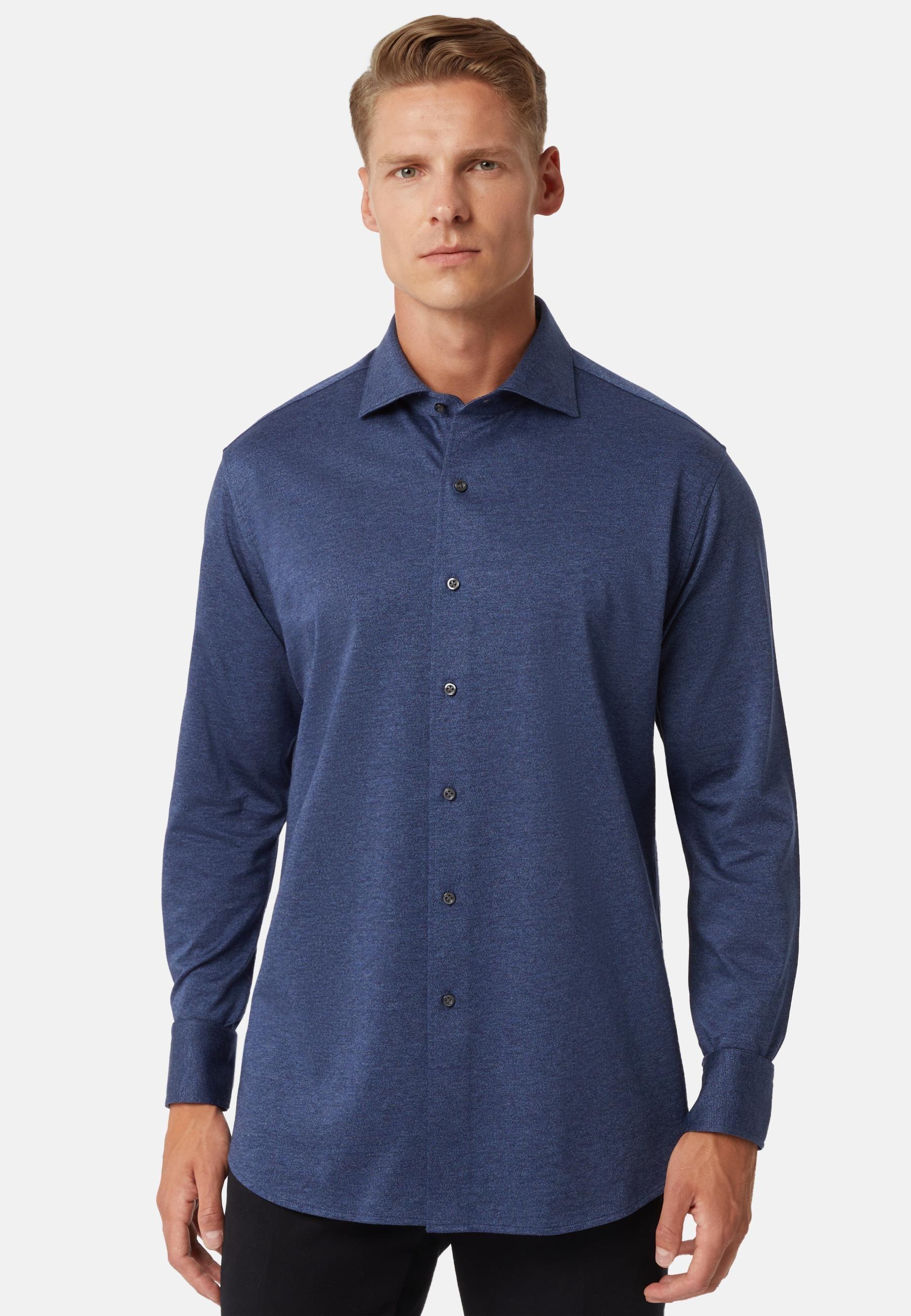 Cotton Jersey Polo Shirt Blue, Navy blue, large image number 1