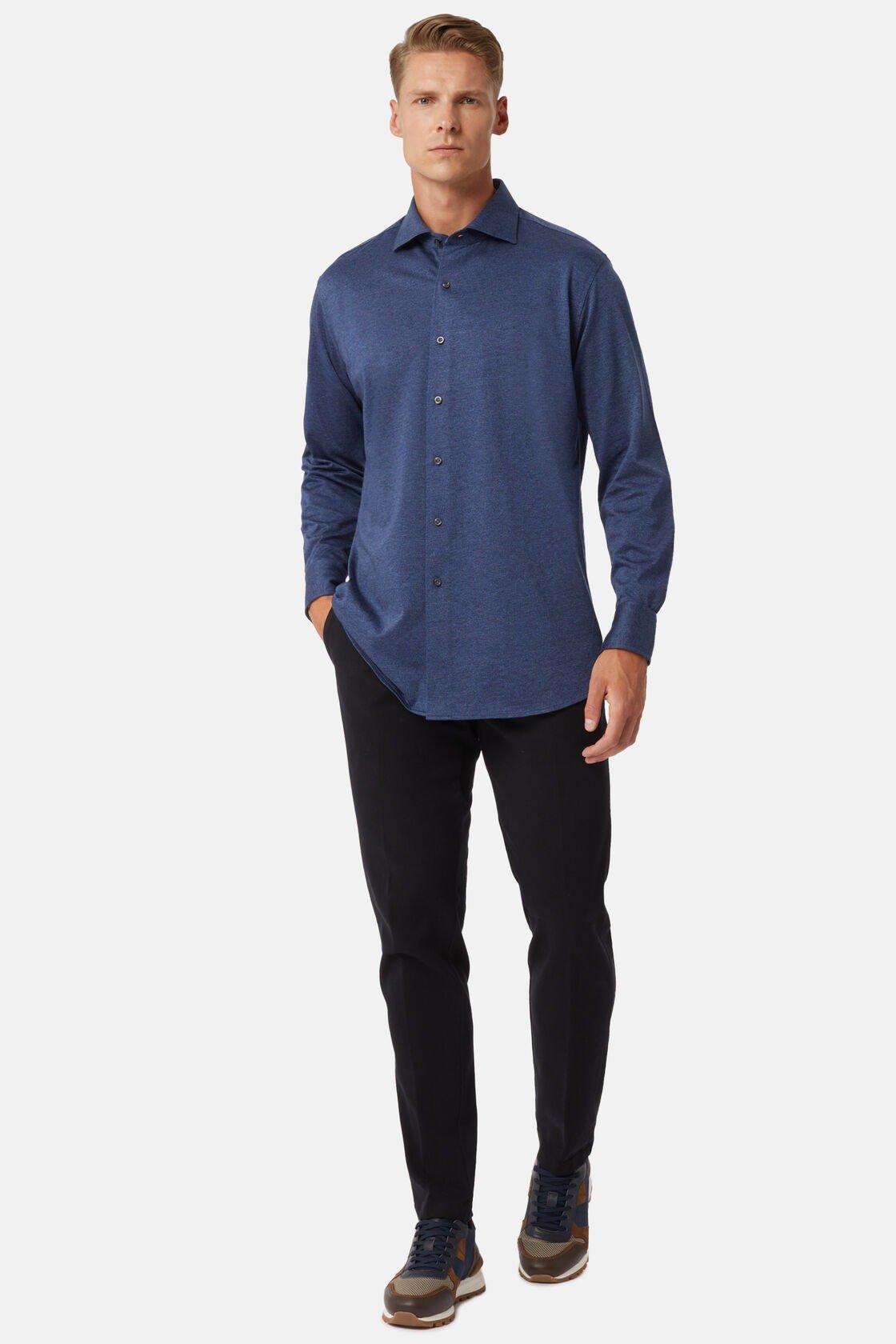 Cotton Jersey Polo Shirt Blue, Navy blue, large image number 3