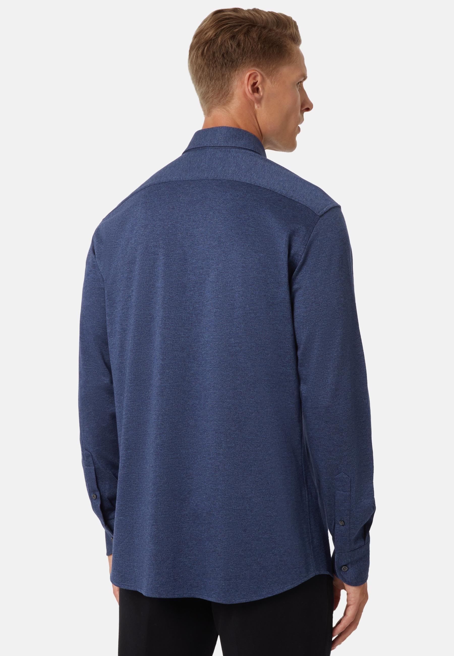 Cotton Jersey Polo Shirt Blue, Navy blue, large image number 4