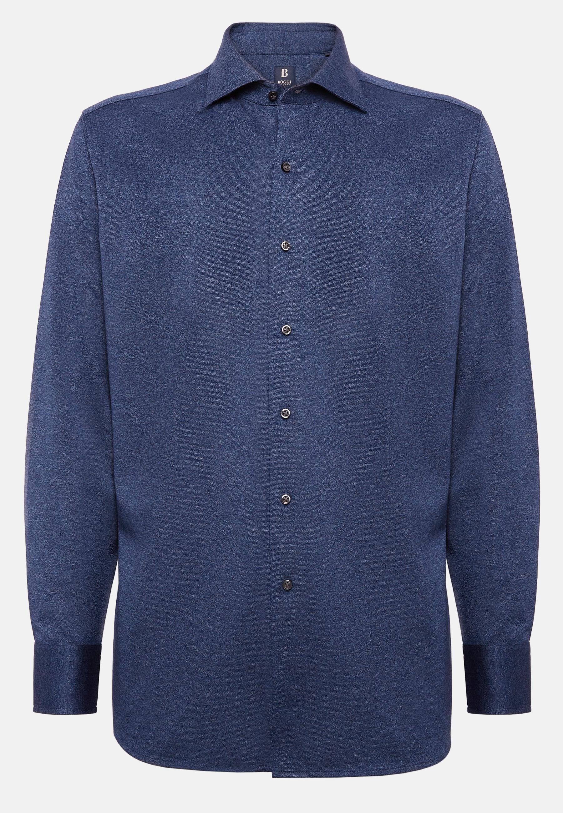 Cotton Jersey Polo Shirt Blue, Navy blue, large image number 13