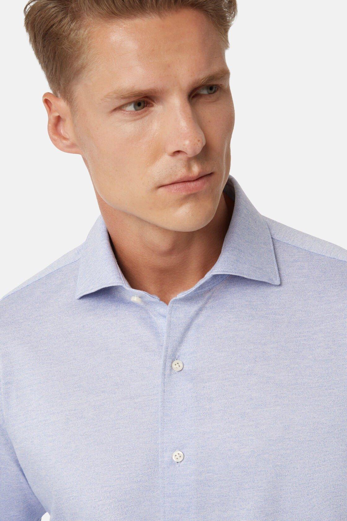 Cotton Jersey Polo Shirt Blue, Light Blue, large image number 6