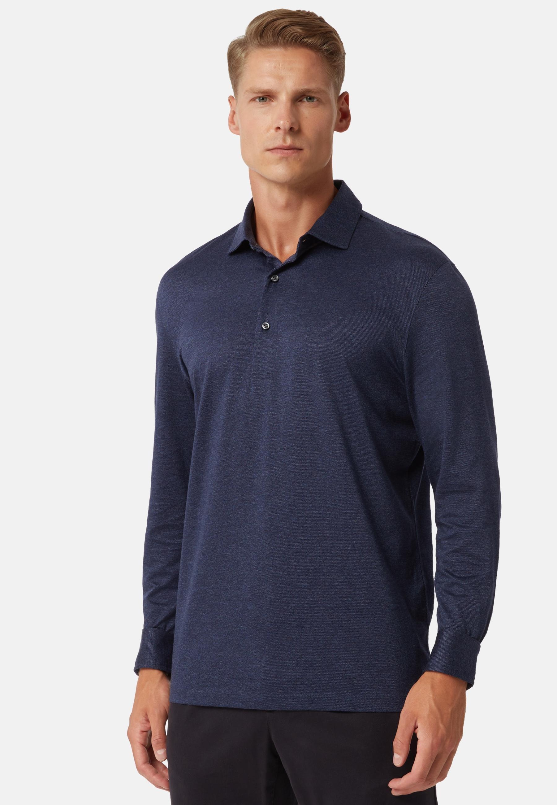 Polo Shirt In Cotton Jersey Blue, Navy blue, large image number 1
