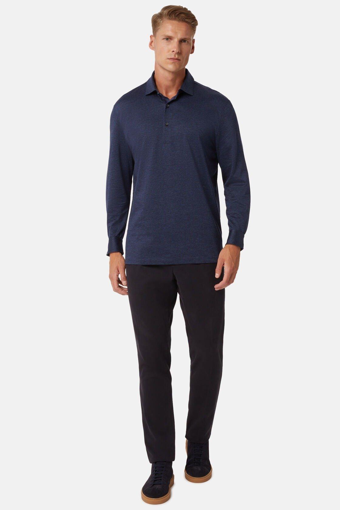 Polo Shirt In Cotton Jersey Blue, Navy blue, large image number 3