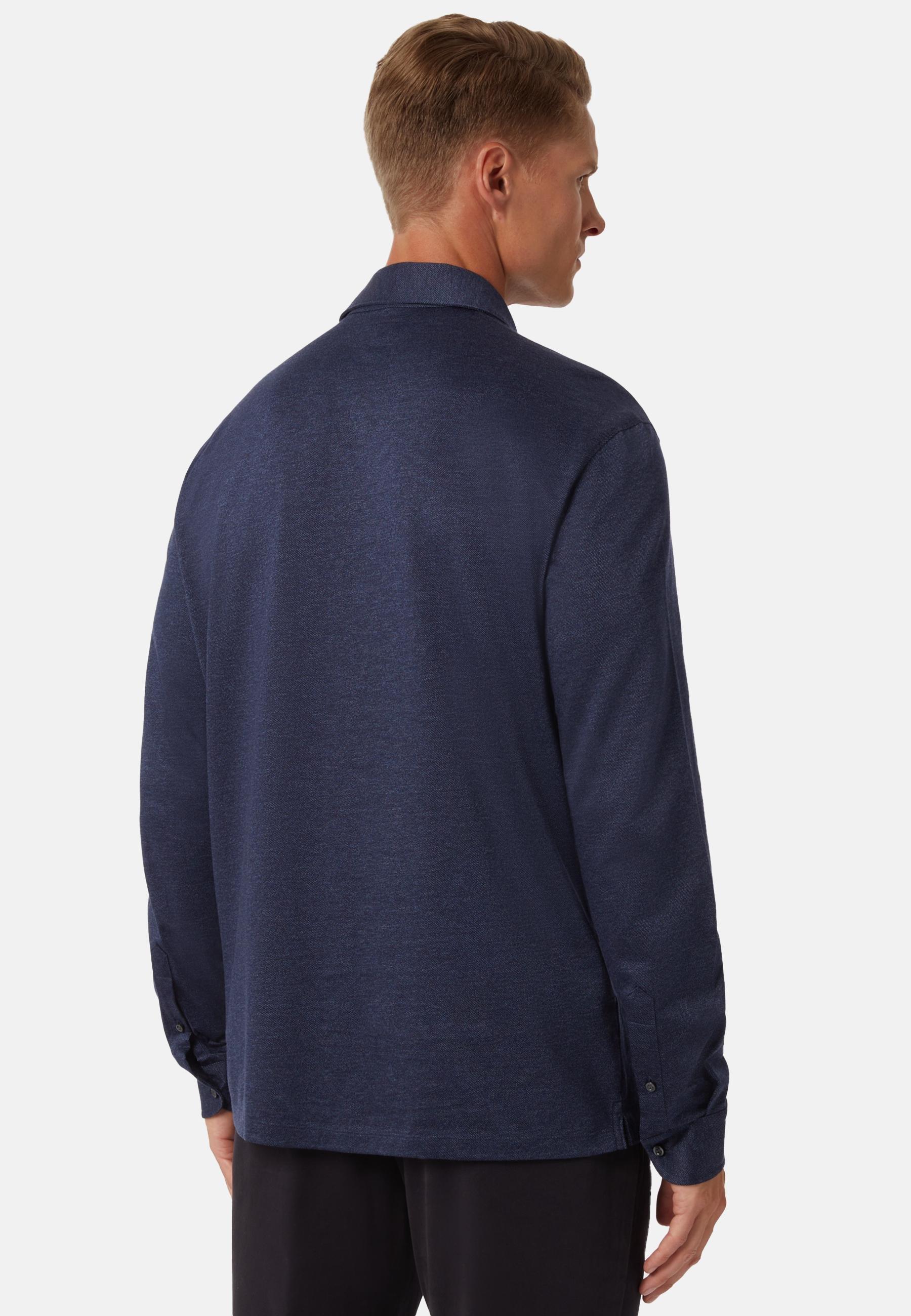 Polo Shirt In Cotton Jersey Blue, Navy blue, large image number 4