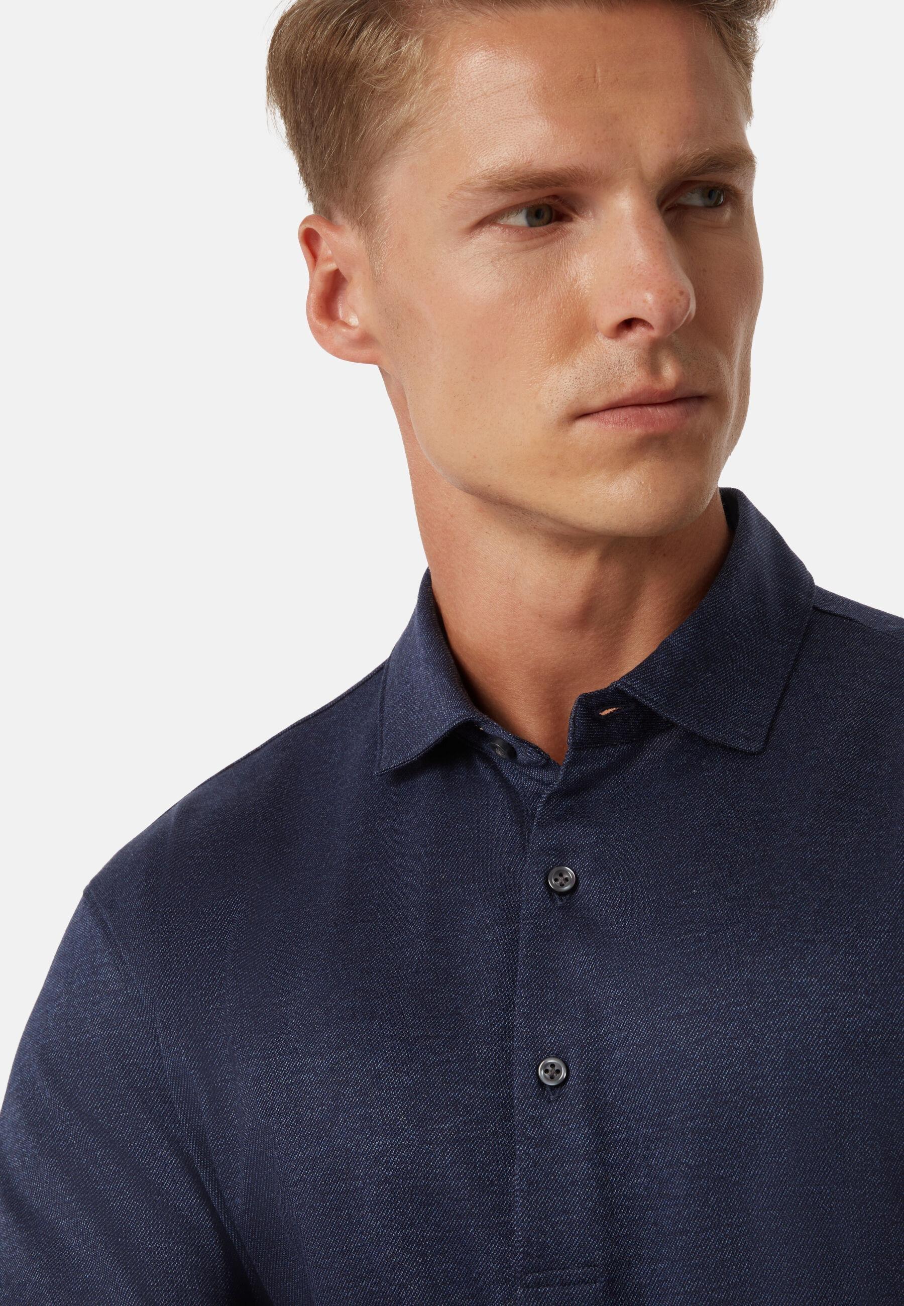 Polo Shirt In Cotton Jersey Blue, Navy blue, large image number 8