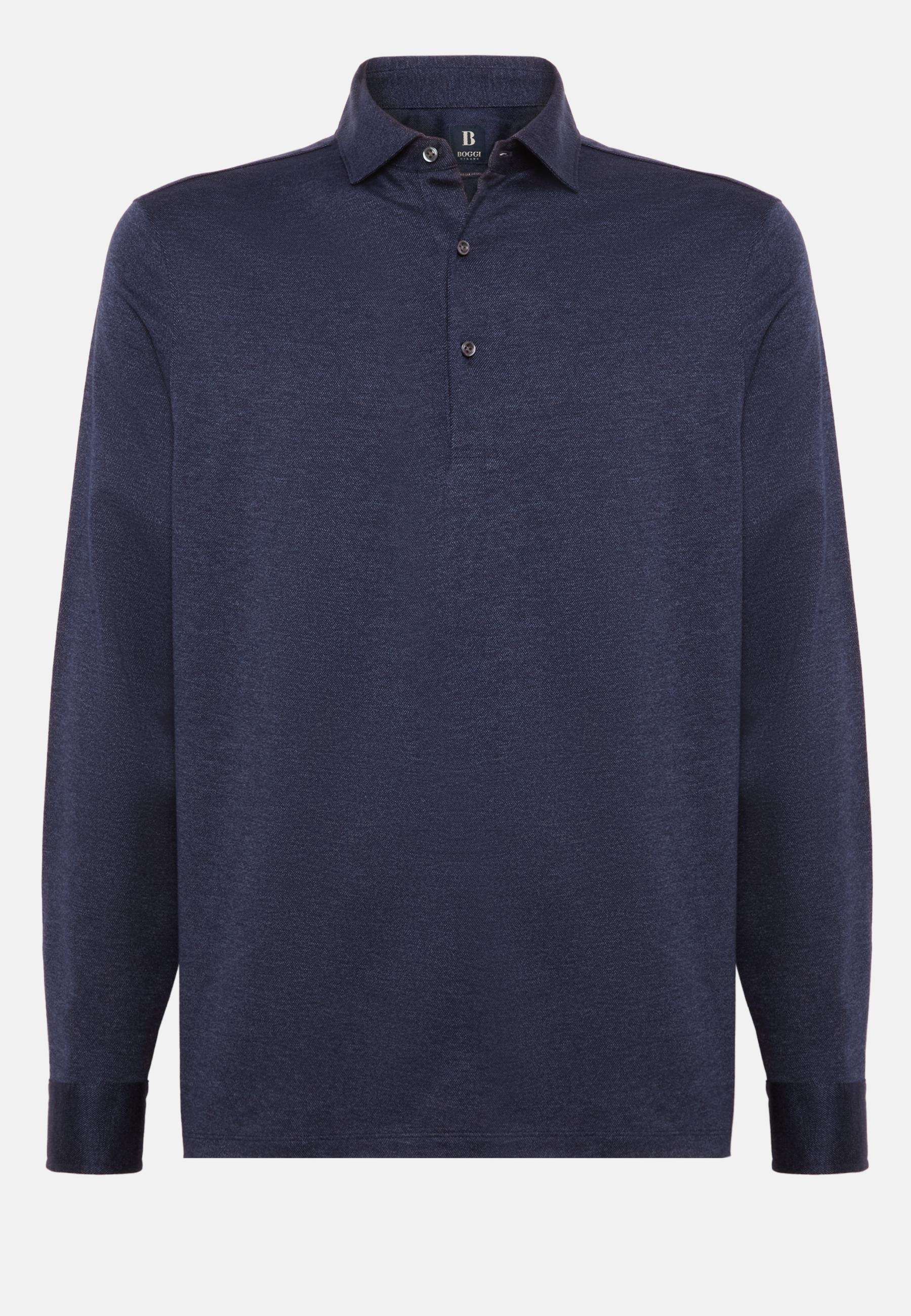 Polo Shirt In Cotton Jersey Blue, Navy blue, large image number 13