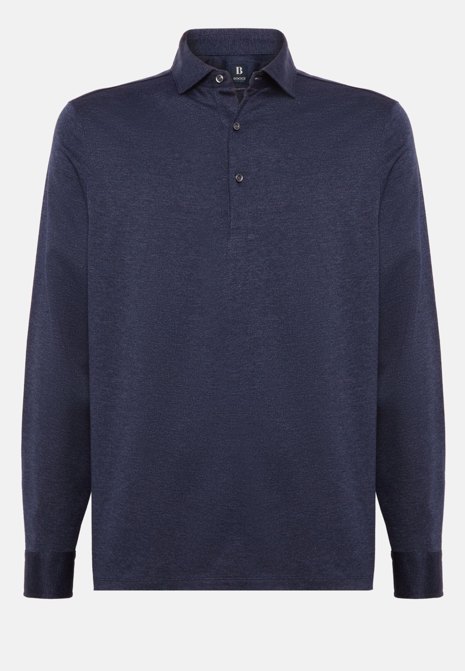 Polo Shirt In Cotton Jersey Blue, Navy blue, large image number 14