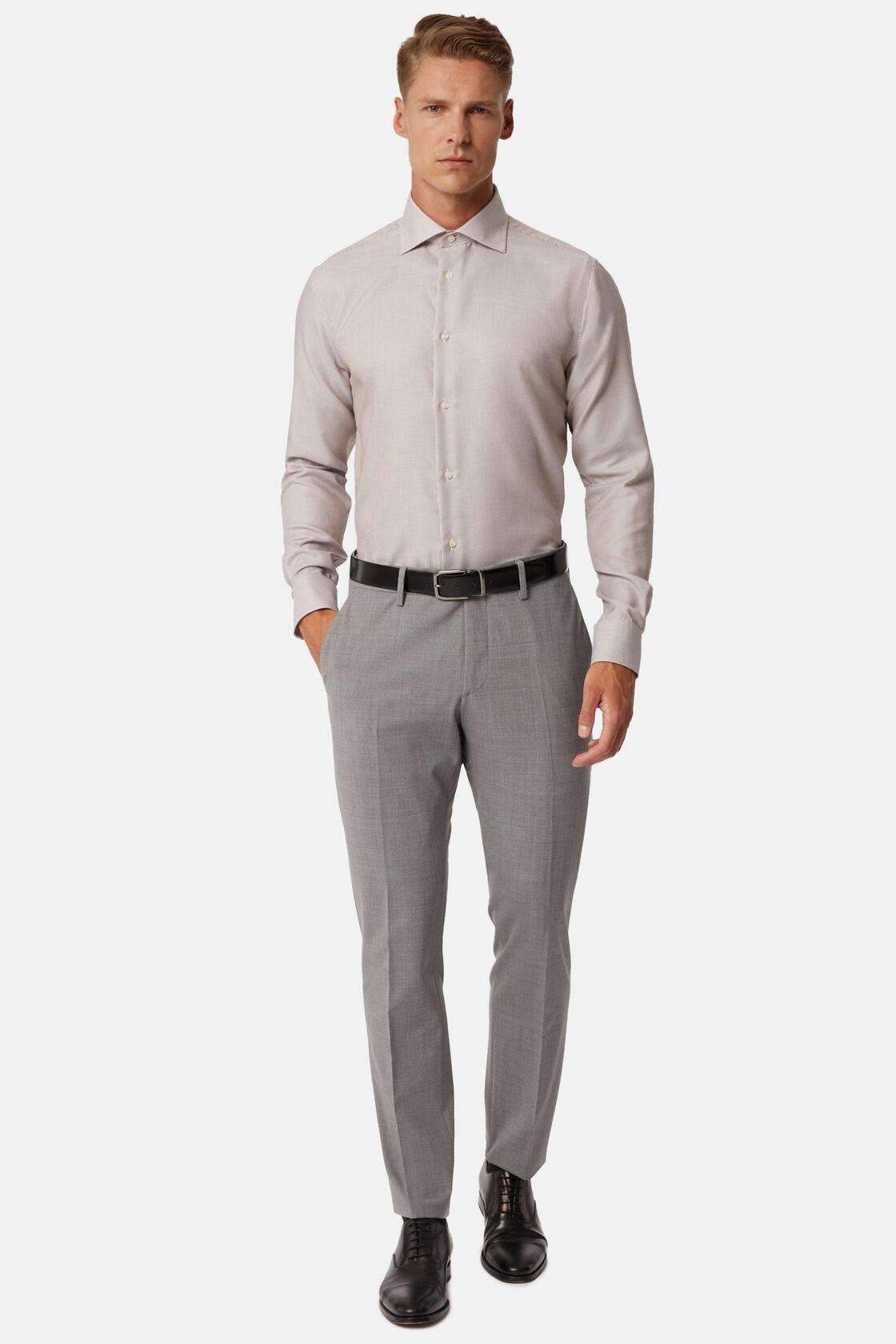 Cotton Dobby Shirt Brown, Brown, large image number 0