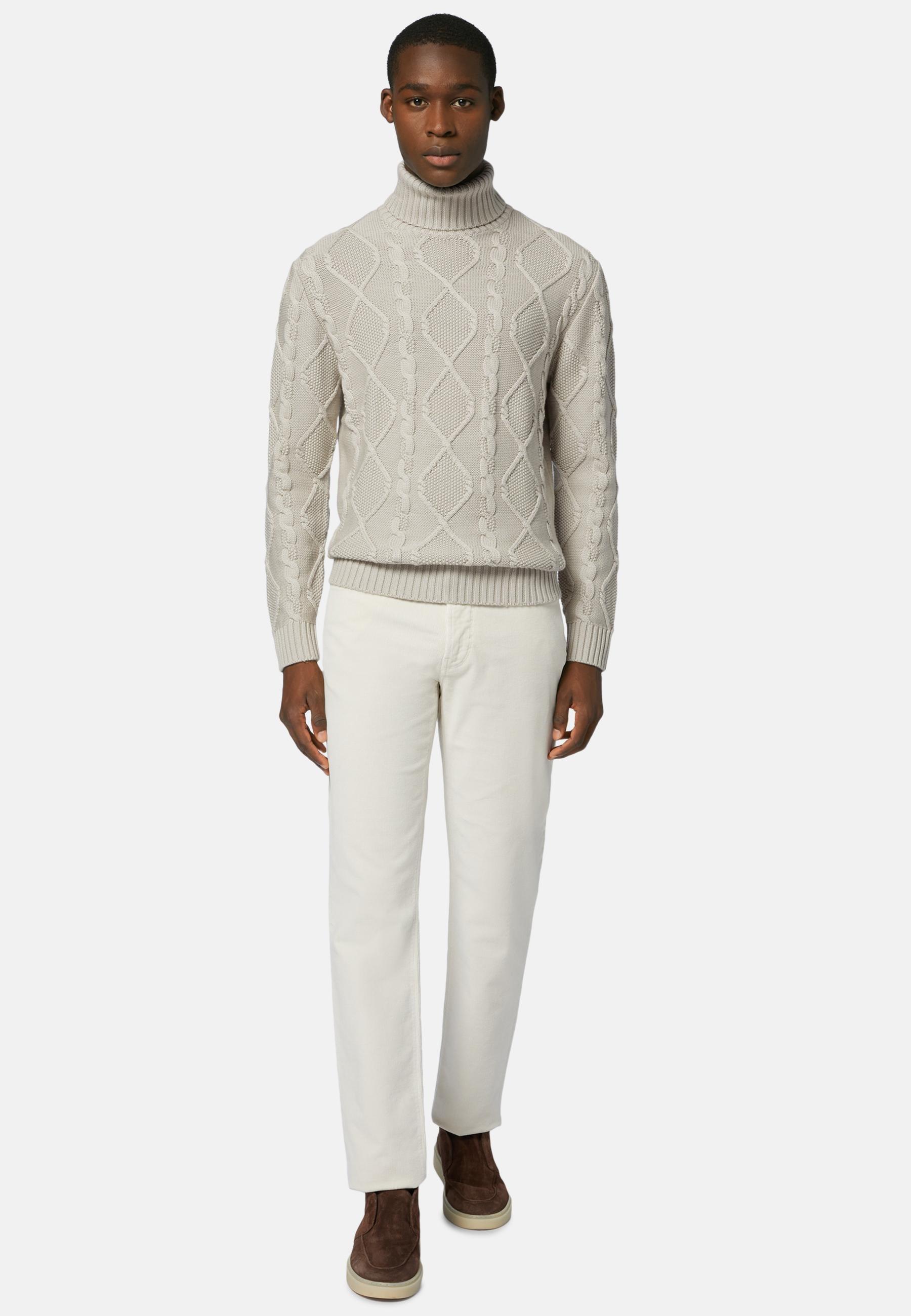 Jeans In Stretch Velvet Beige, Cream, large image number 1