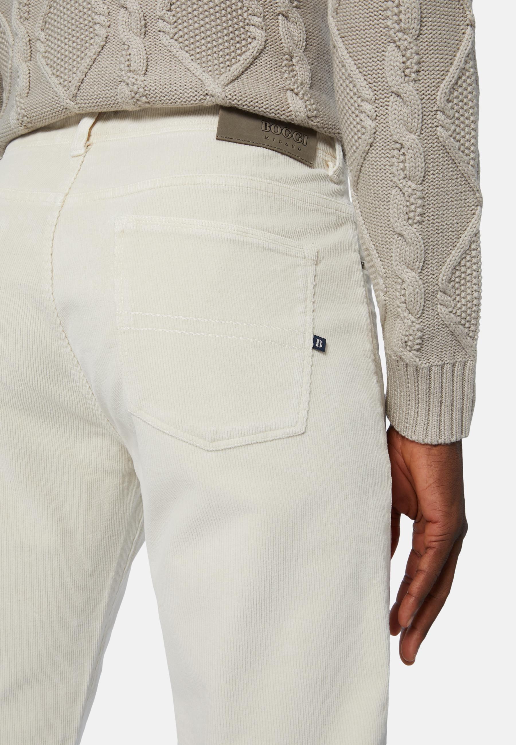 Jeans In Stretch Velvet Beige, Cream, large image number 6