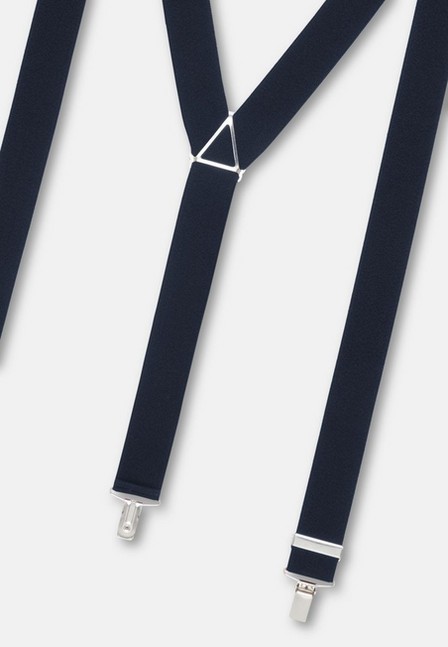 Boggi Milano - Navy Elastic Suspenders With Clips