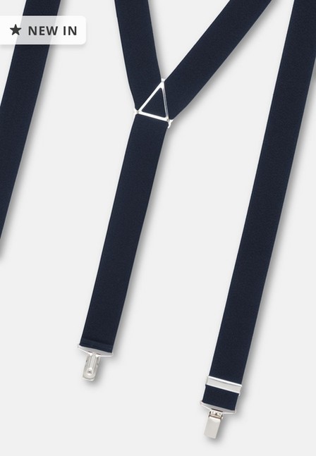 Boggi Milano - Navy Elastic Suspenders With Clips