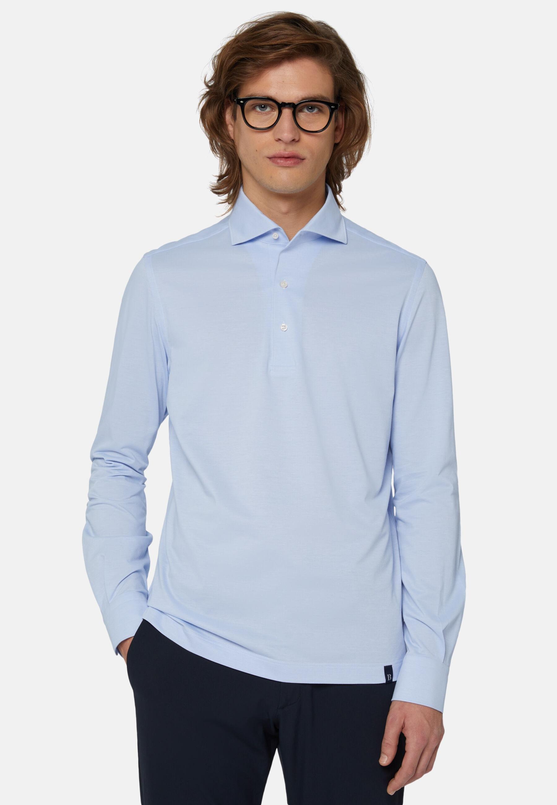Polo Shirt in Japanese Jersey, Light Blue, Light Blue, large image number 1