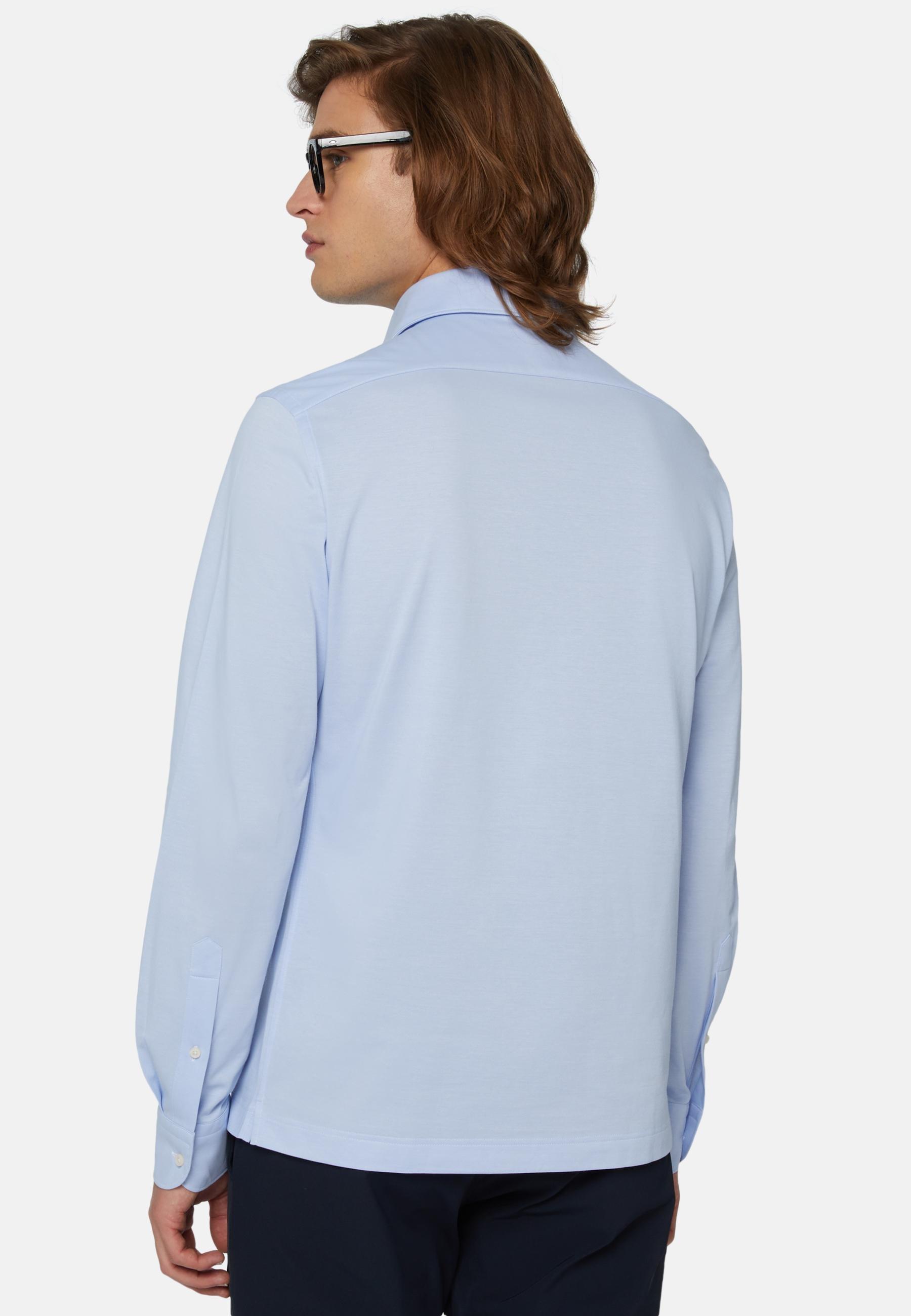 Japanese Jersey Polo Shirt Blue, Light Blue, large image number 5