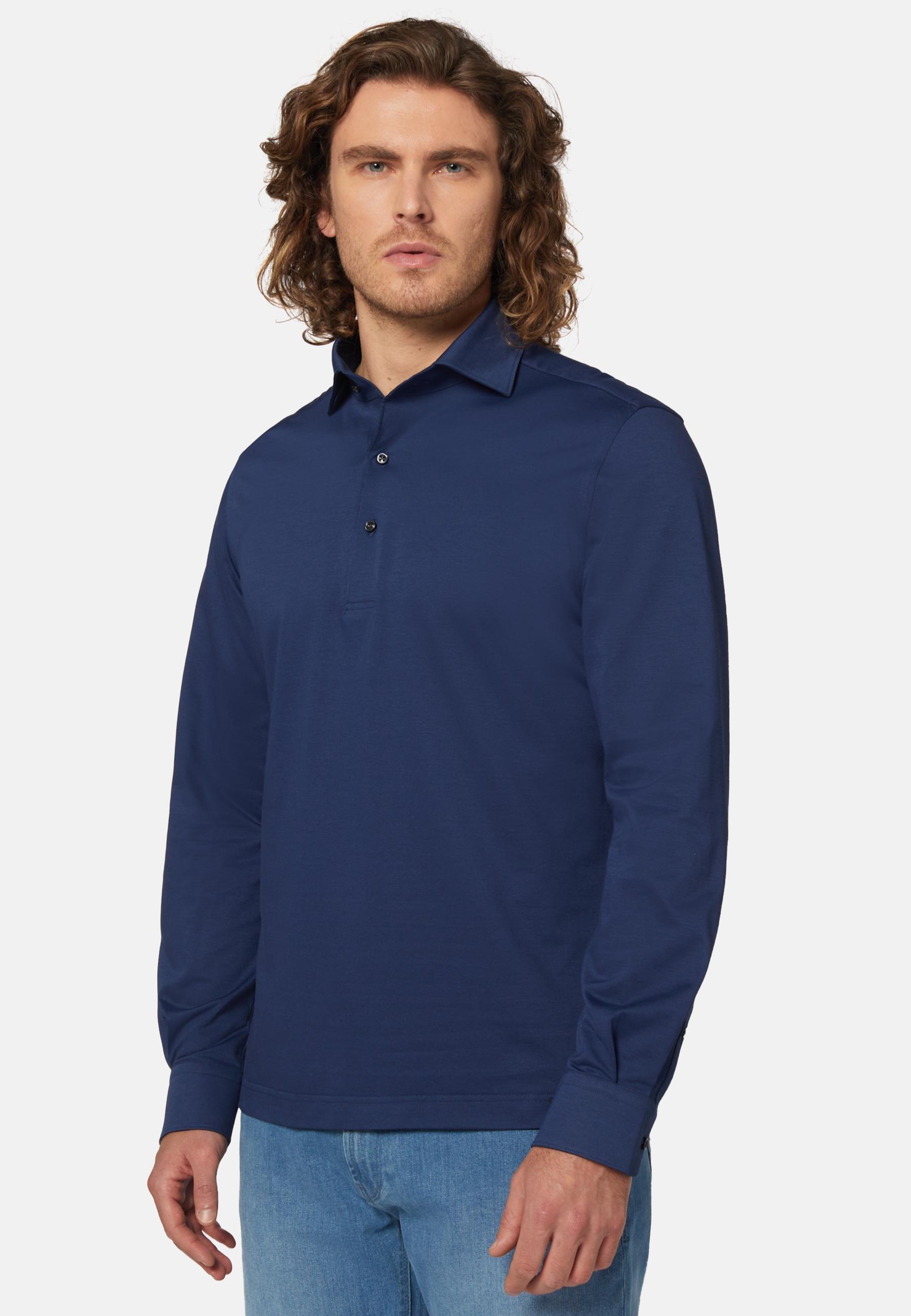 Navy Japanese Jersey Polo Shirt, , medium
