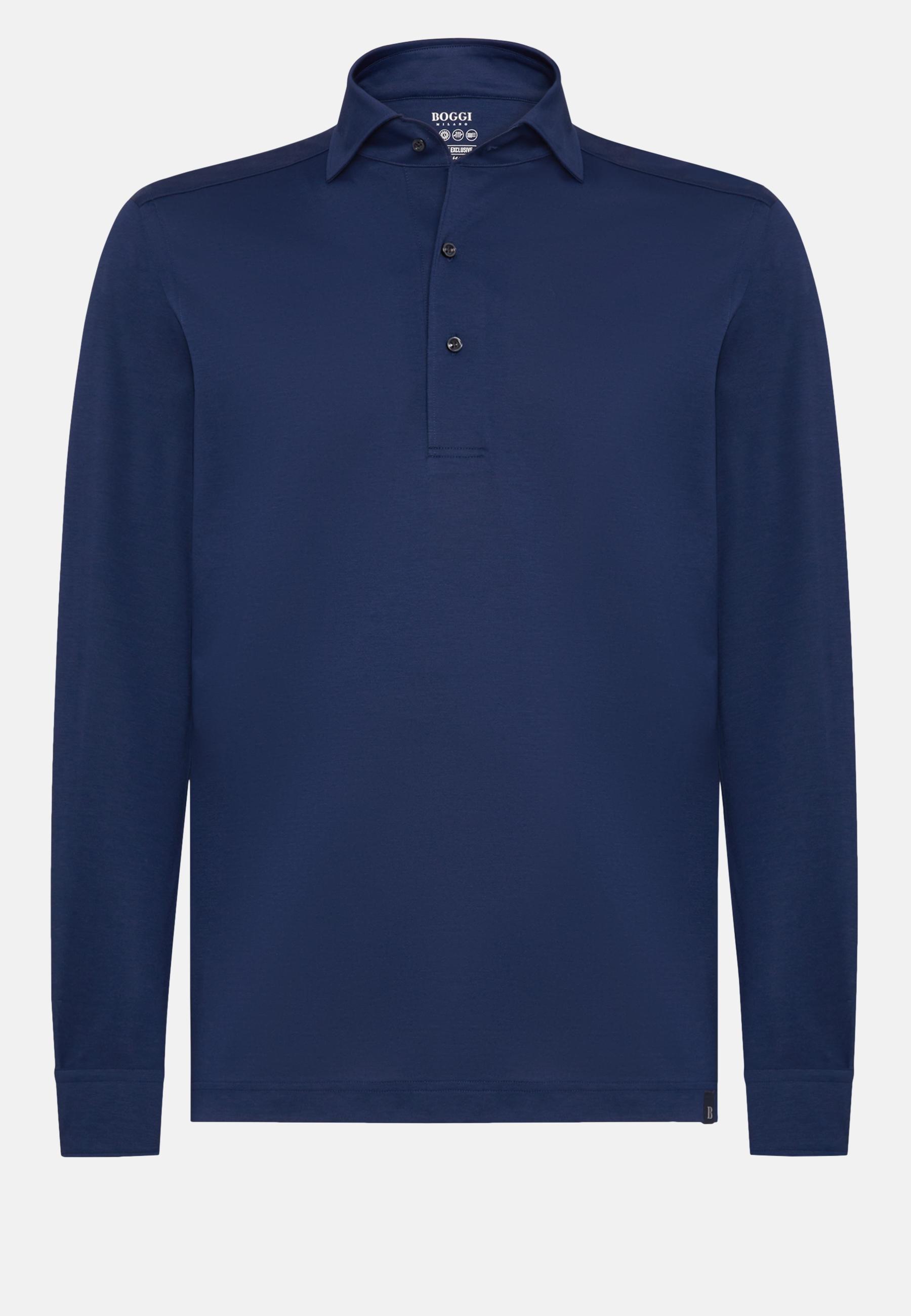 Navy Japanese Jersey Polo Shirt, , large image number 3