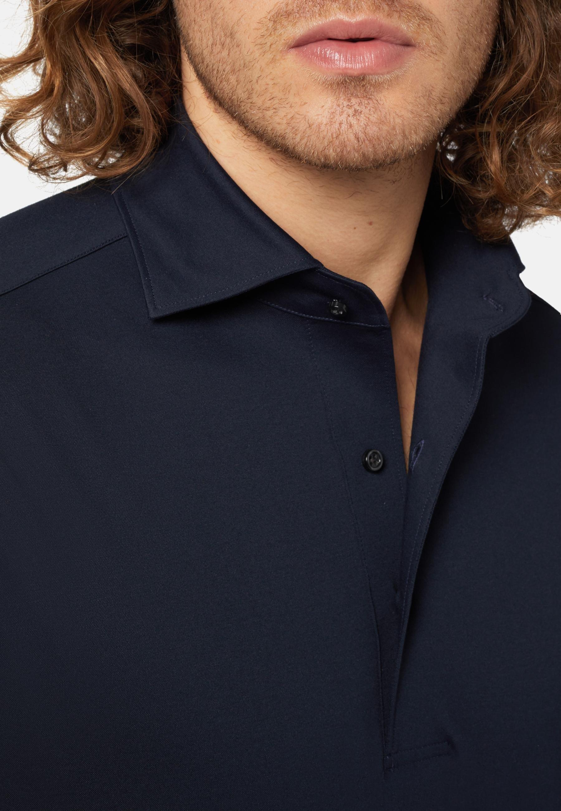 Japanese Jersey Polo Shirt Dark Navy, DARK NAVY, medium