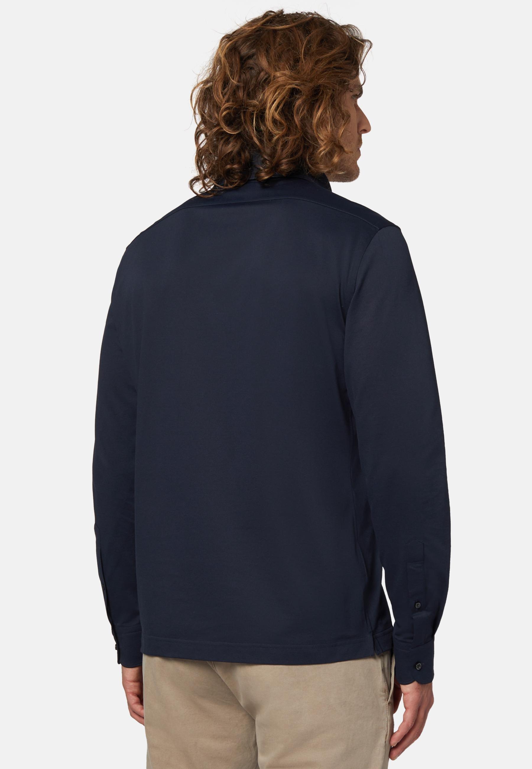 Japanese Jersey Polo Shirt Navy, DARK NAVY, large image number 4