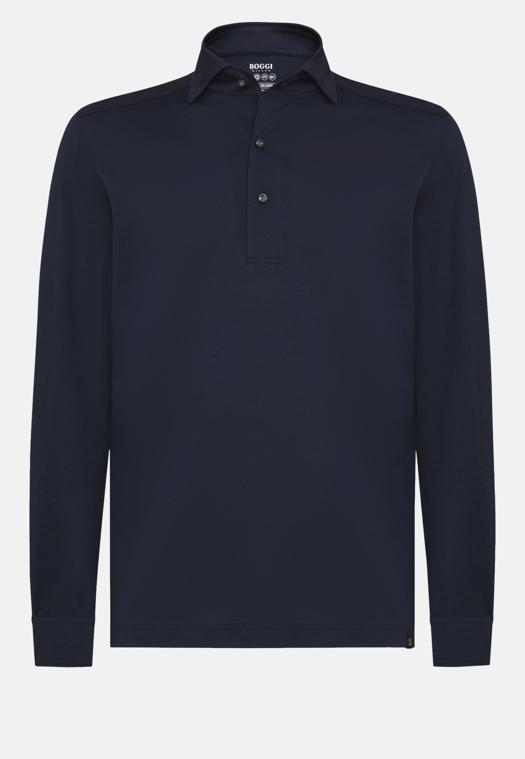 Japanese Jersey Polo Shirt Navy, DARK NAVY, large image number 6