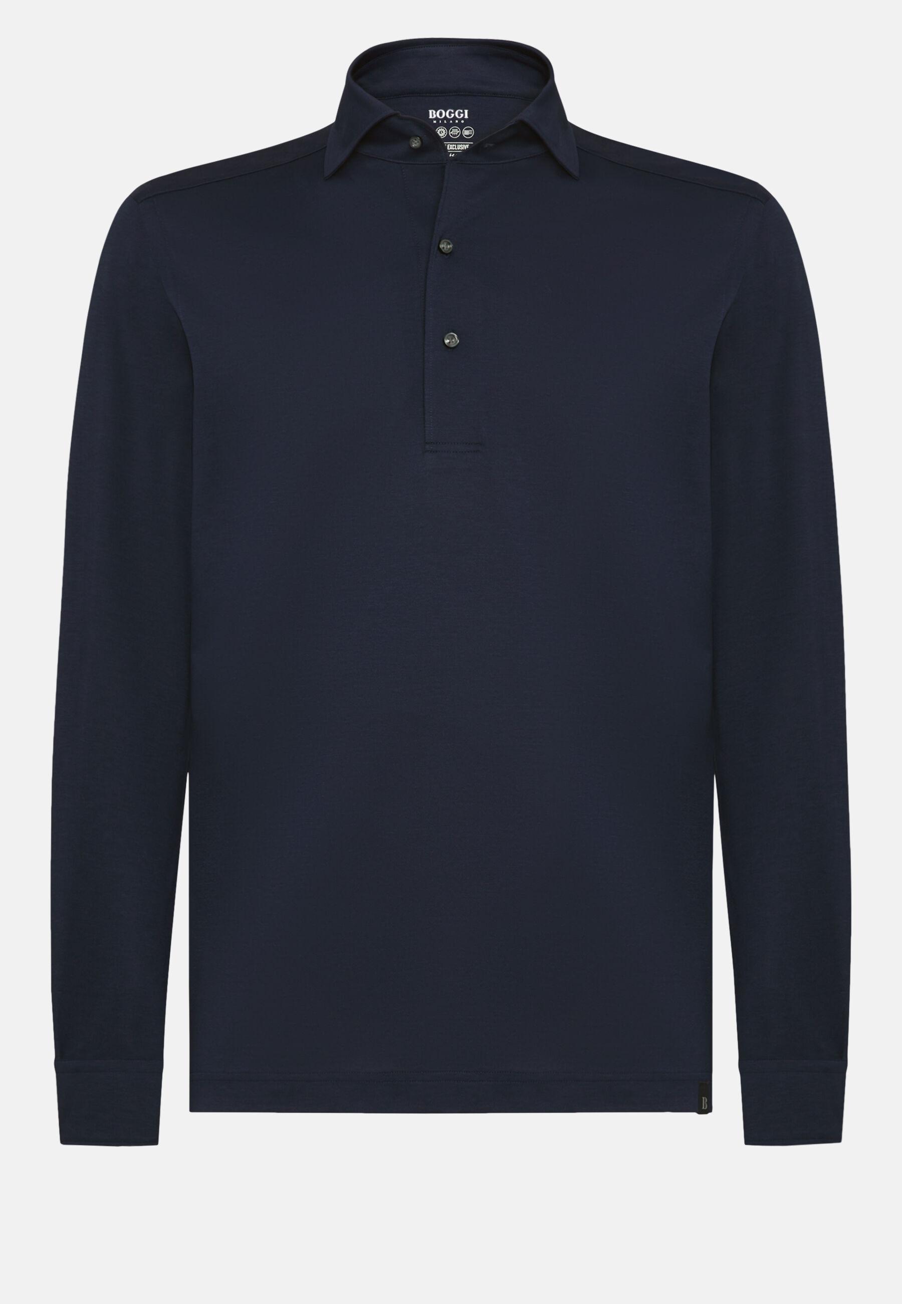 Japanese Jersey Polo Shirt Navy, DARK NAVY, large image number 7