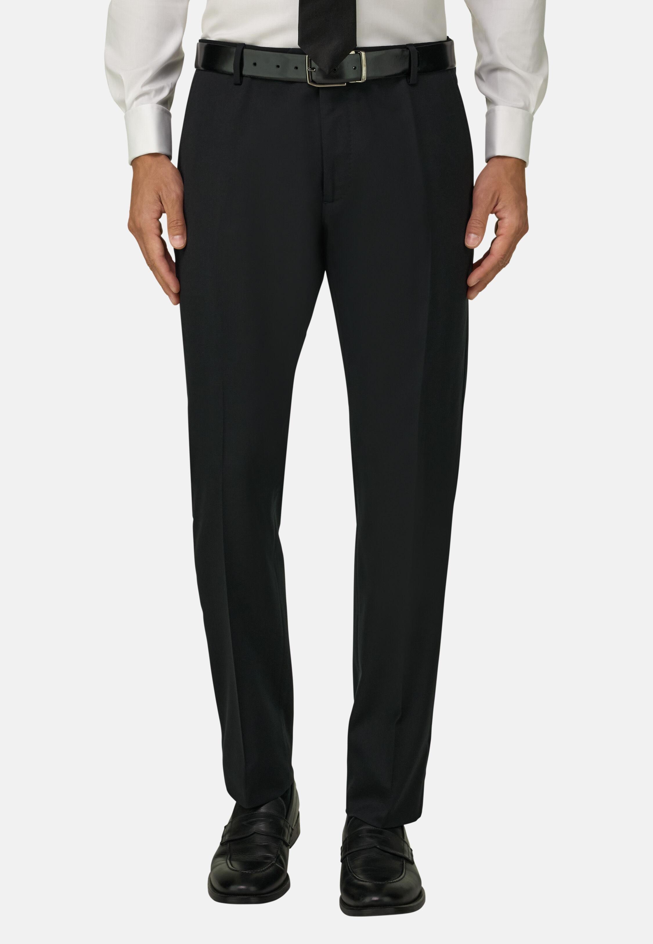 Trousers in Stretch Knitted Wool, Black, Black, large image number 1