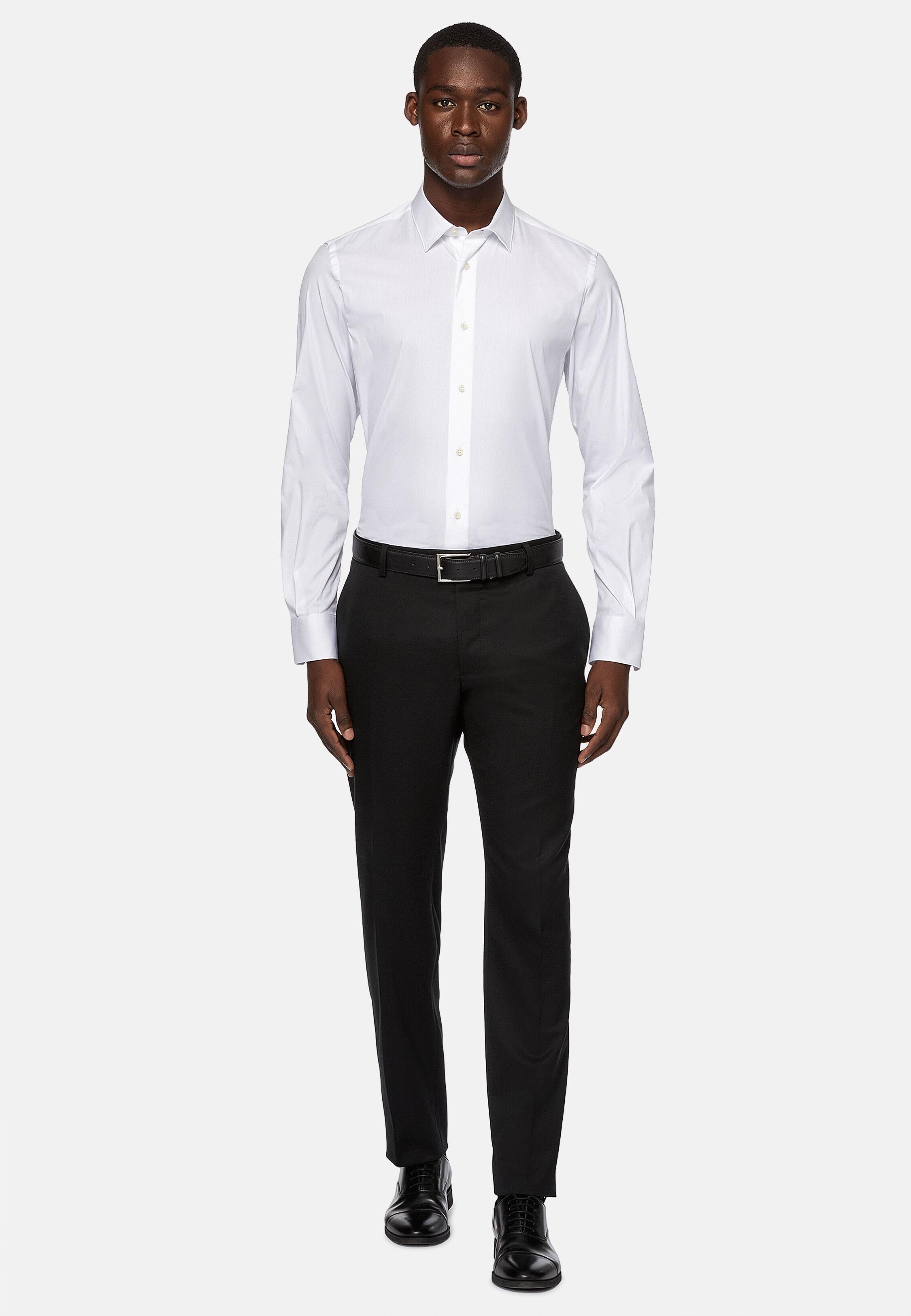Trousers in Stretch Knitted Wool, Black, Black, large image number 2
