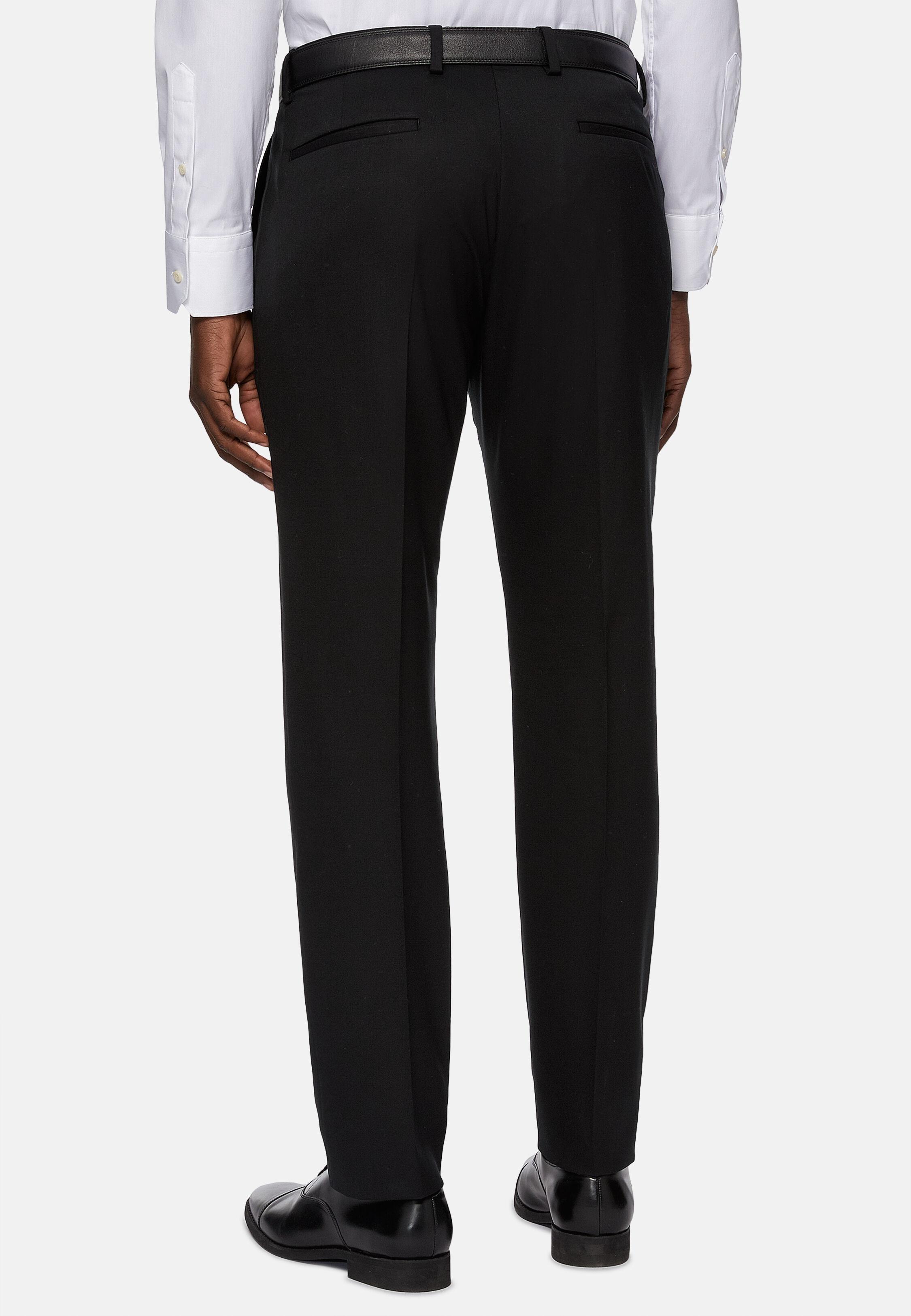 Trousers in Stretch Knitted Wool, Black, Black, large image number 3