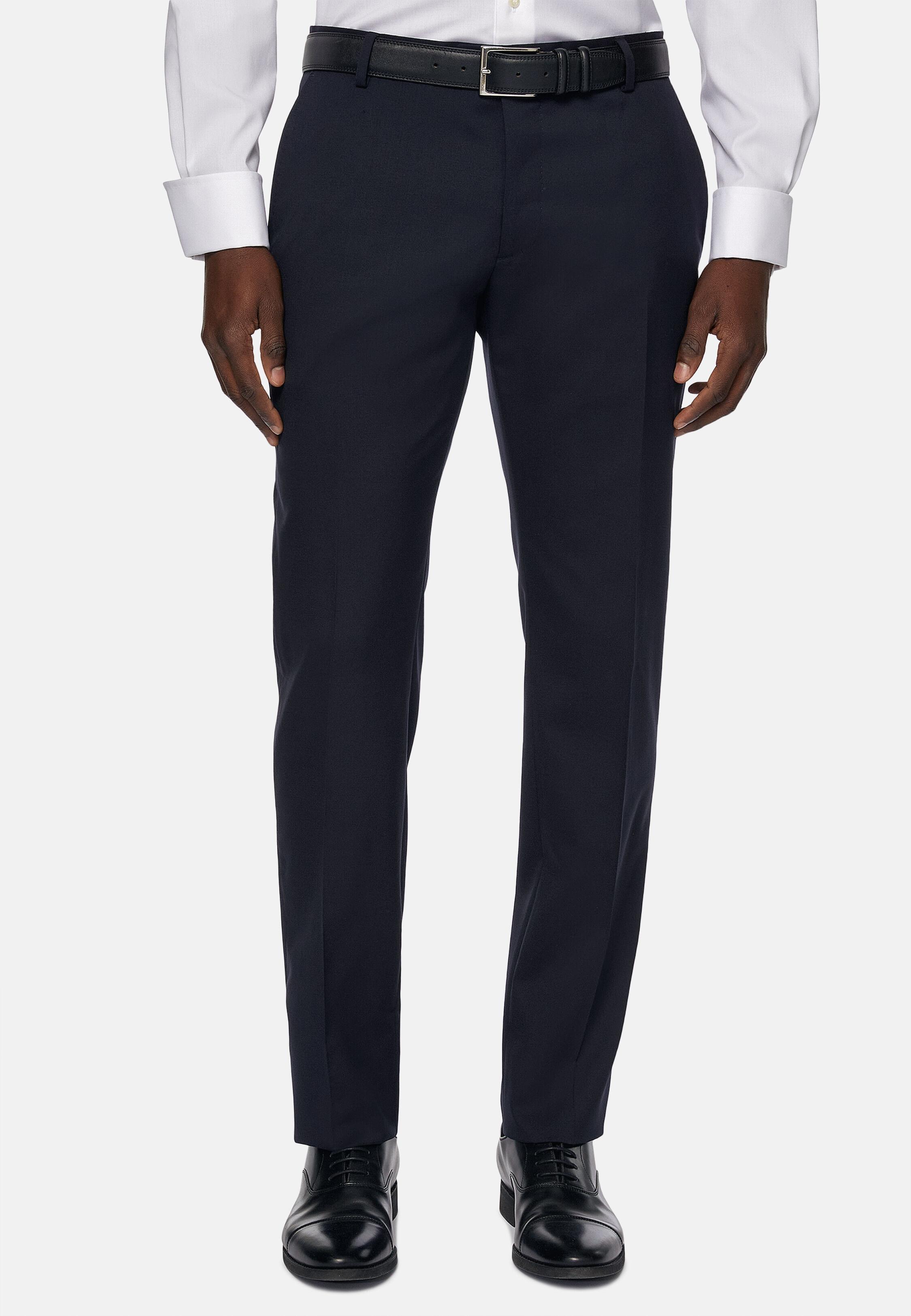 NAVY Trousers in Stretch Knitted Wool, Navy blue, large image number 0