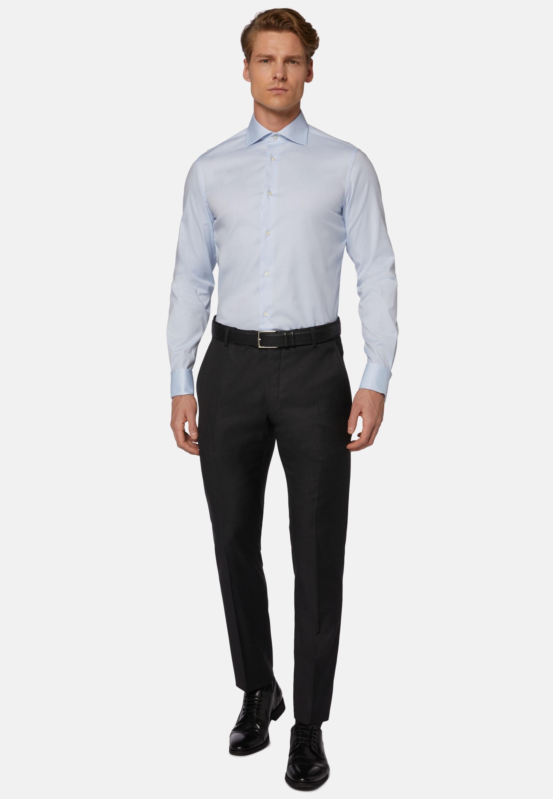 Regular Fit Super 130 Wool Trousers Grey, Charcoal, large image number 1