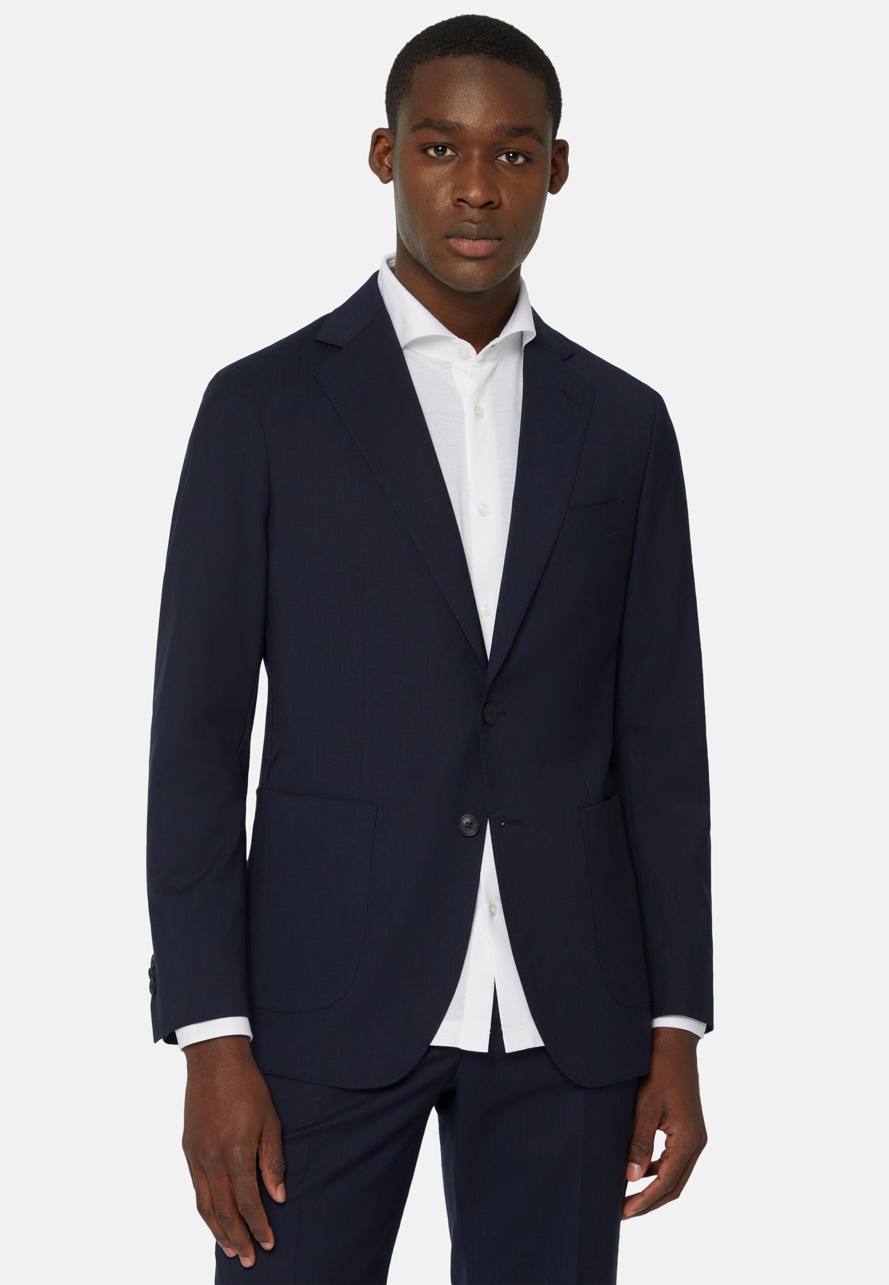 Jacket In B Aria Wool Navy, Navy blue, large image number 0