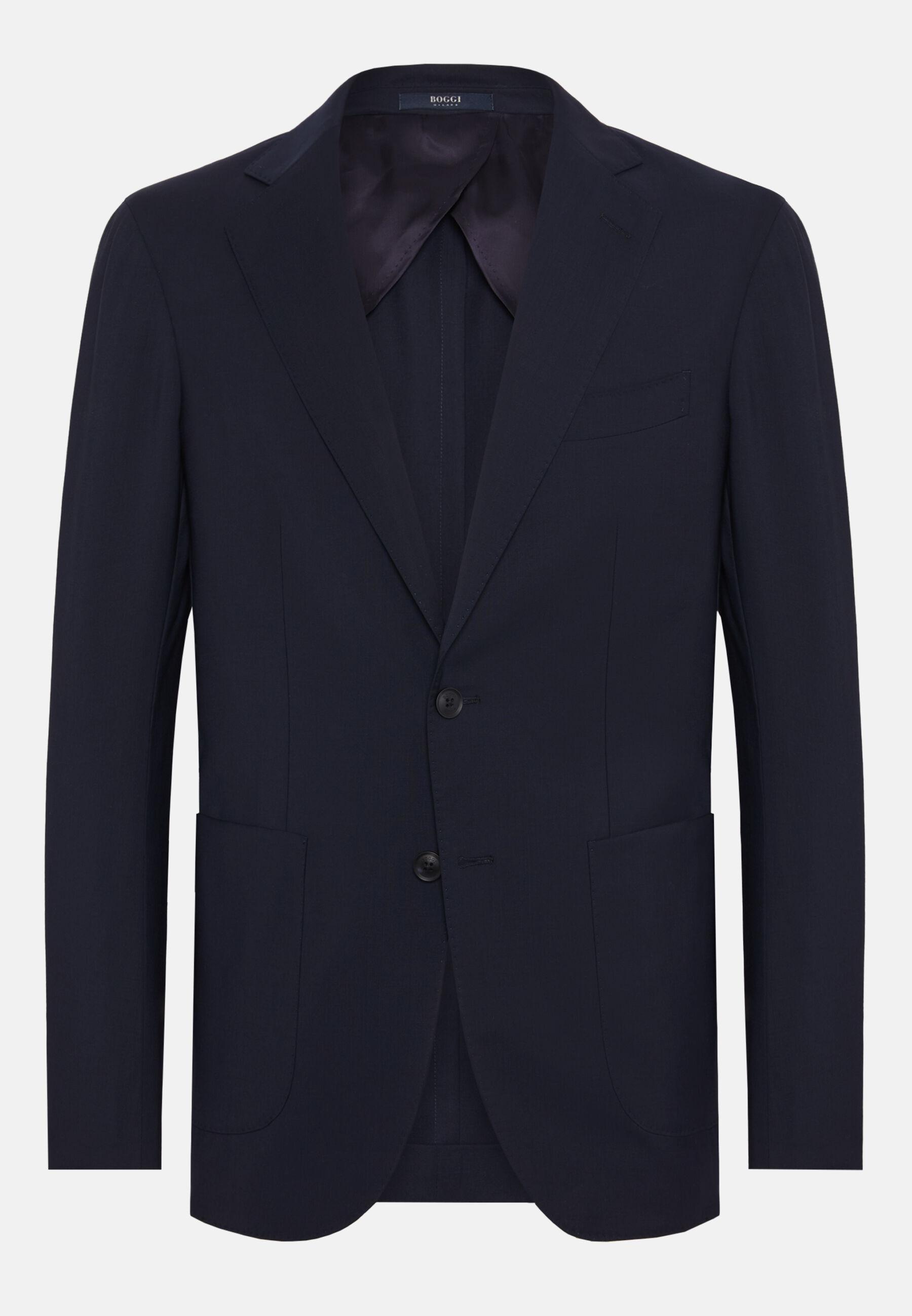 Blue Jacket in B Aria Wool, Navy Blue, Navy blue, large image number 4