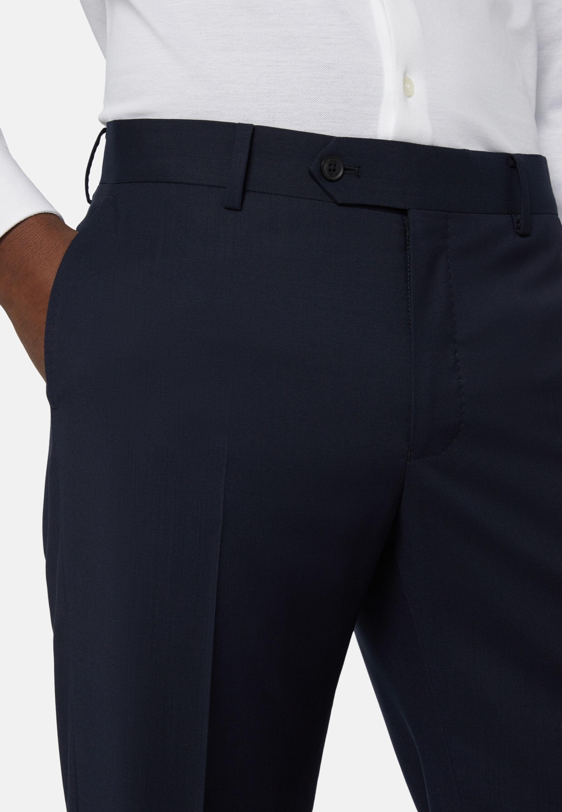 Trousers in Wool B Aria, Navy Blue, Navy blue, large image number 4