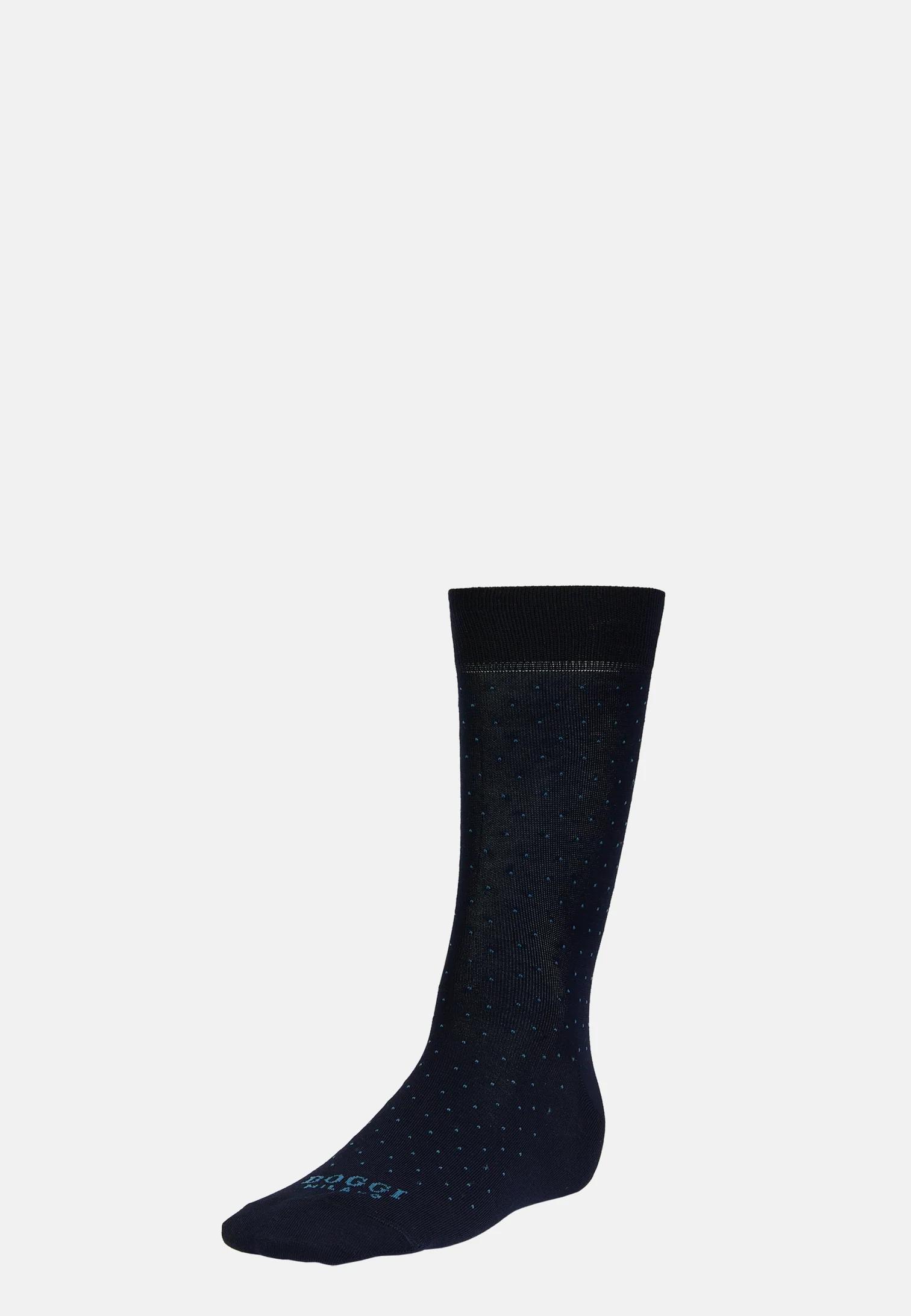 Boggi Milano - Navy Pinpoint Cotton Blend Socks