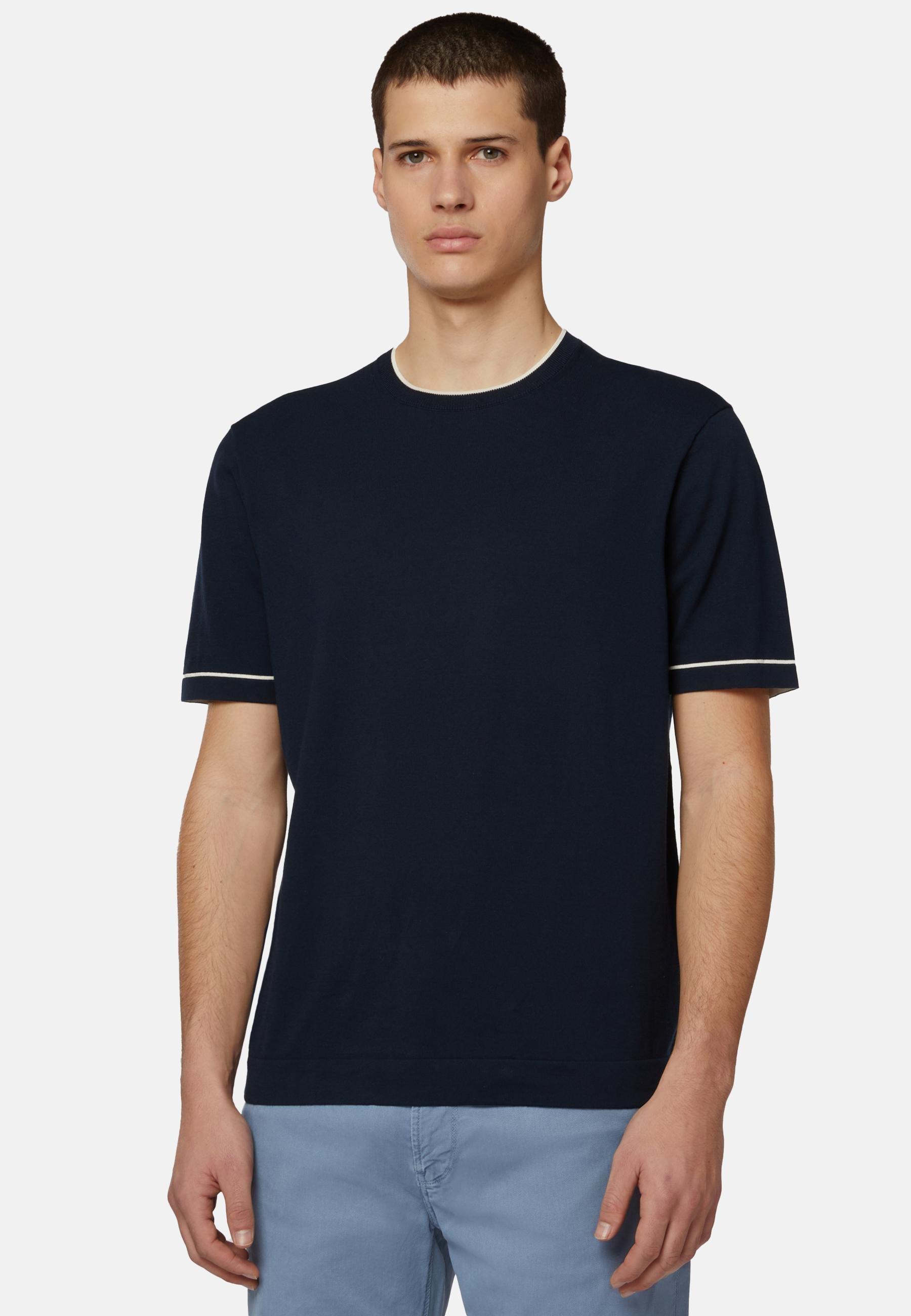 Boggi Milano - Navy Cotton Crepe Knit T-Shirt