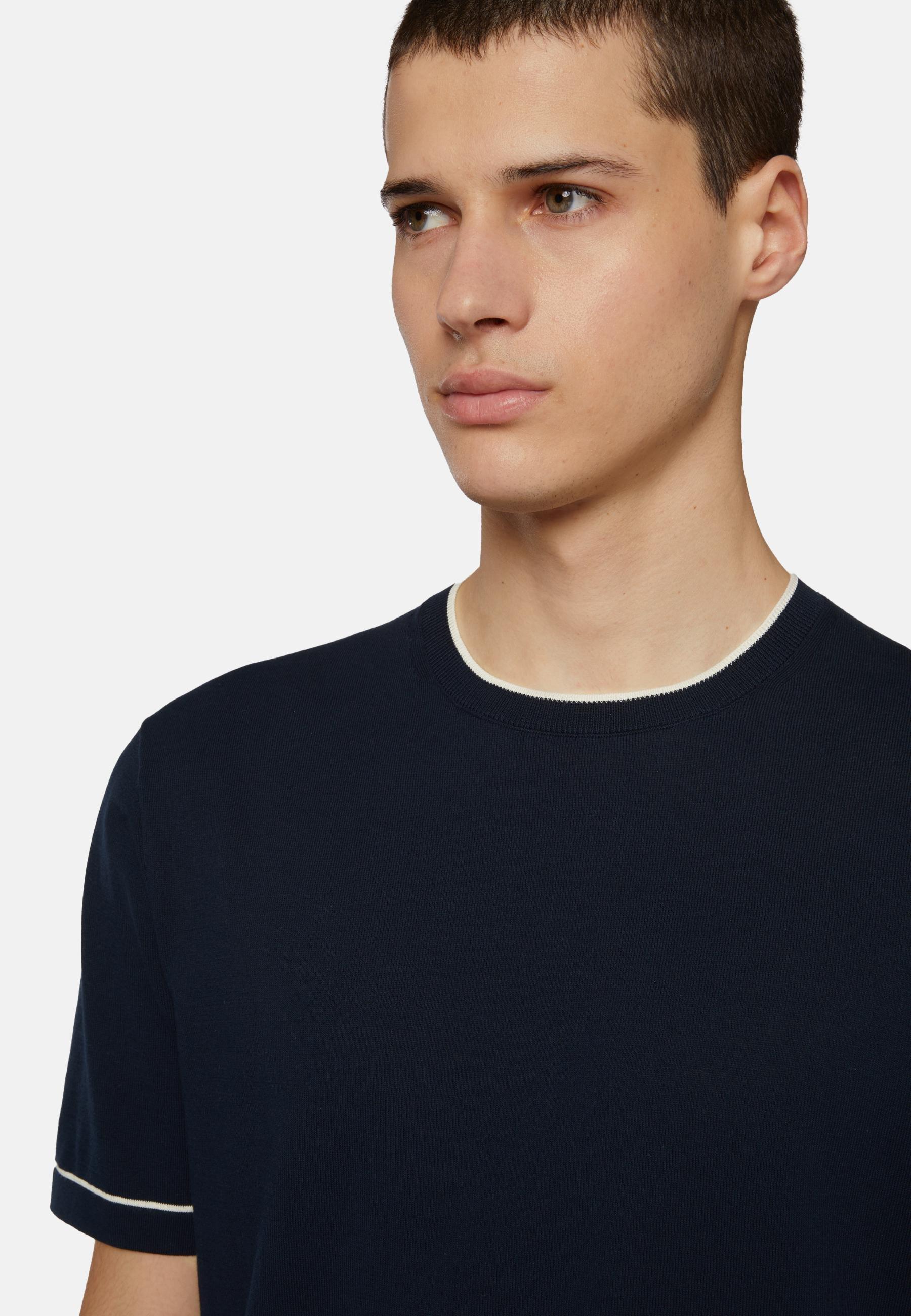 Boggi Milano - Navy Cotton Crepe Knit T-Shirt