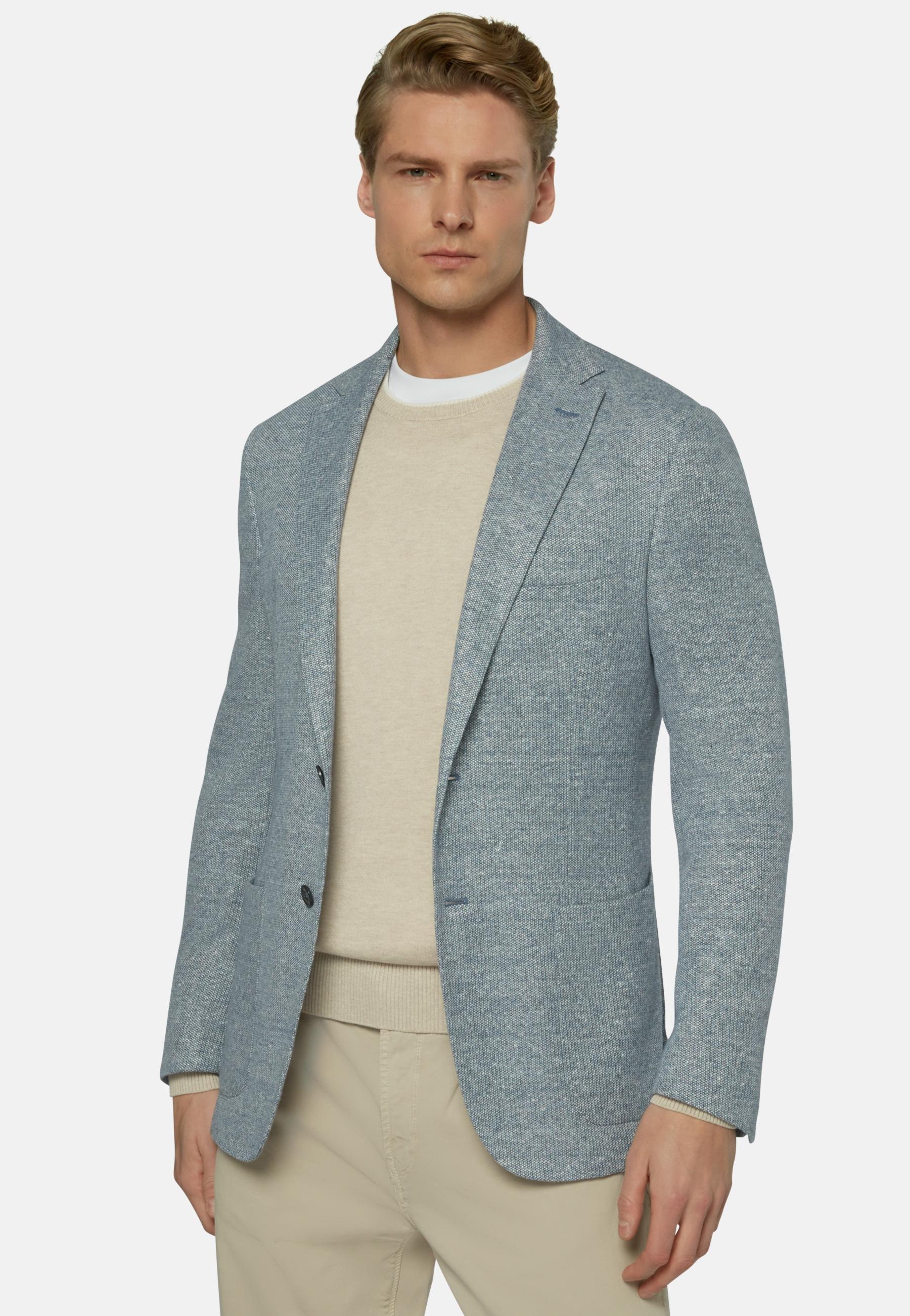 Boggi Milano - Blue Melange Linen Cotton B Jersey Jacket