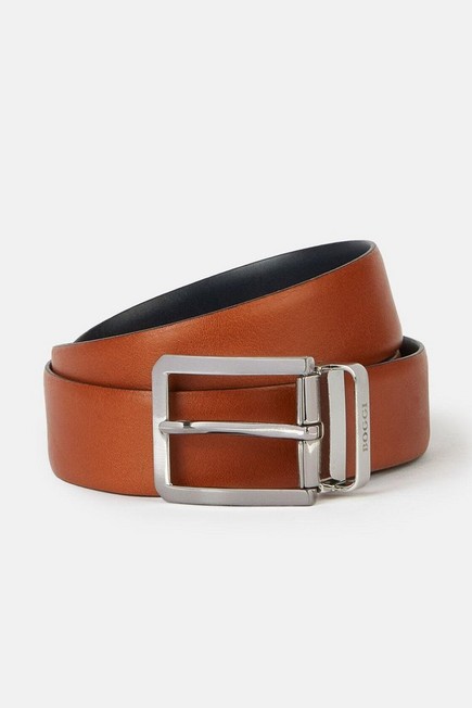 Boggi Milano - Brown Reversible Buffed Leather Belt